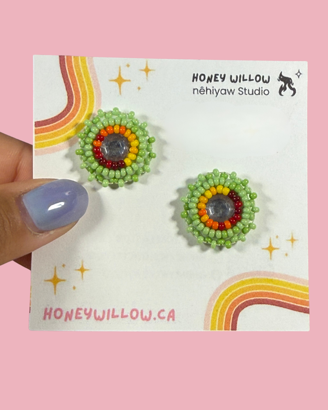 Light Green - Gem Stud Earrings