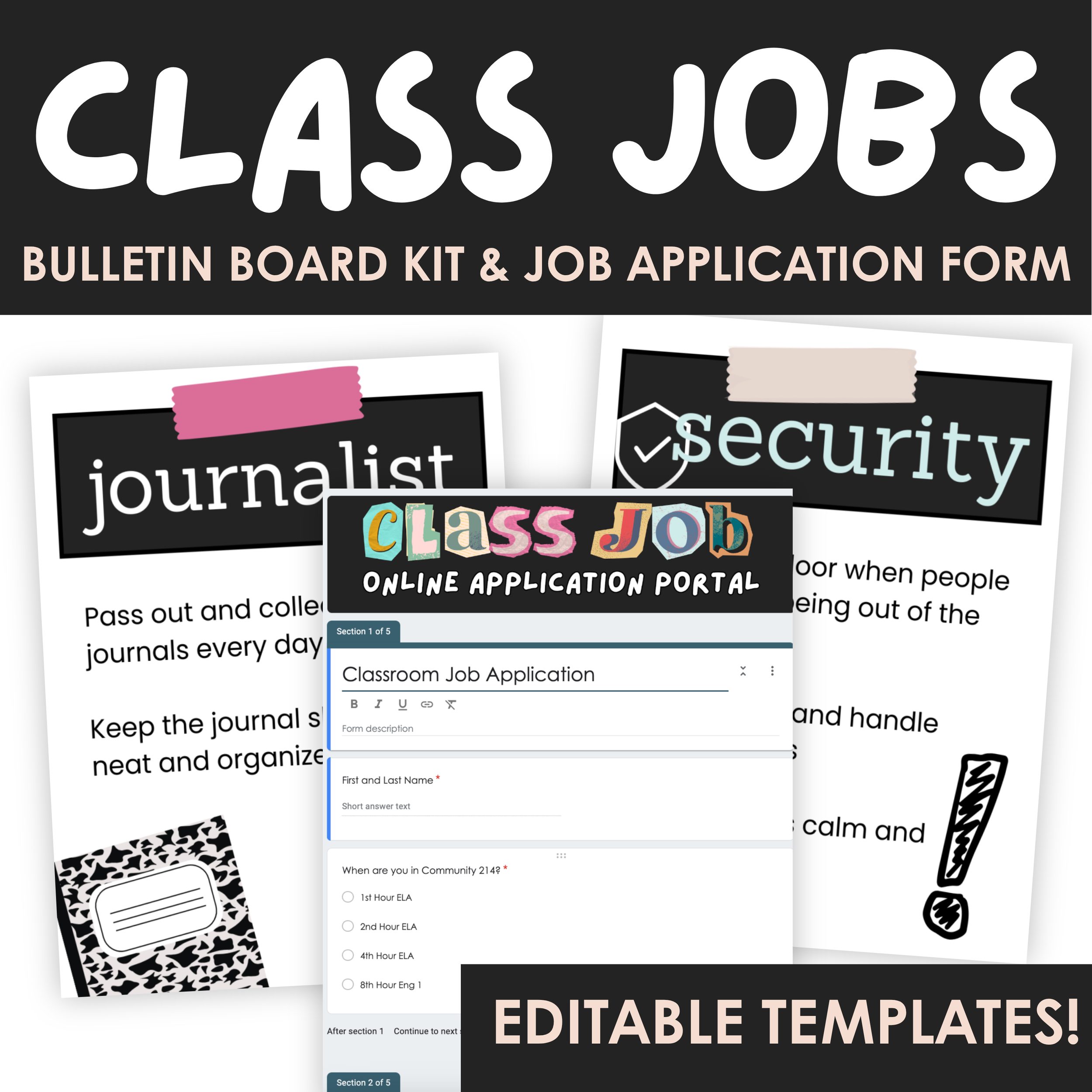 Middle School Classroom Jobs Board & Application System