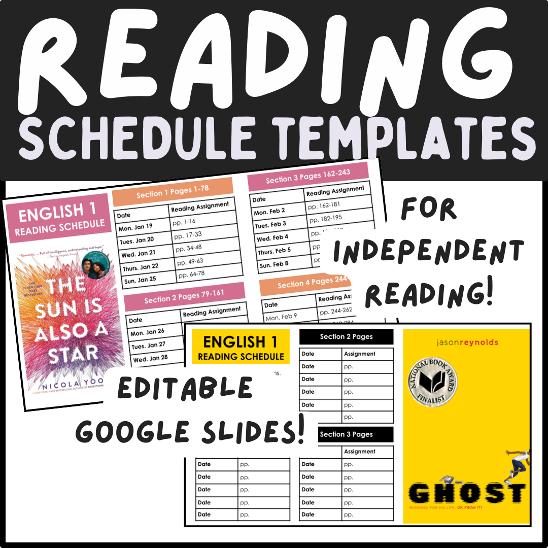 Reading Schedule Template for Independent Reading