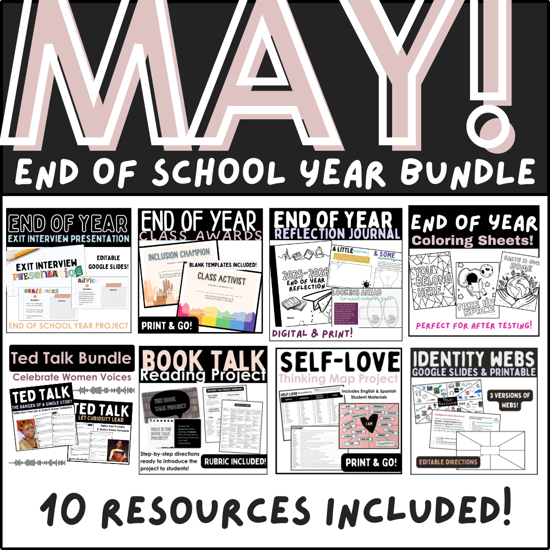End of Year Project Based Bundle | SEL Middle and High School