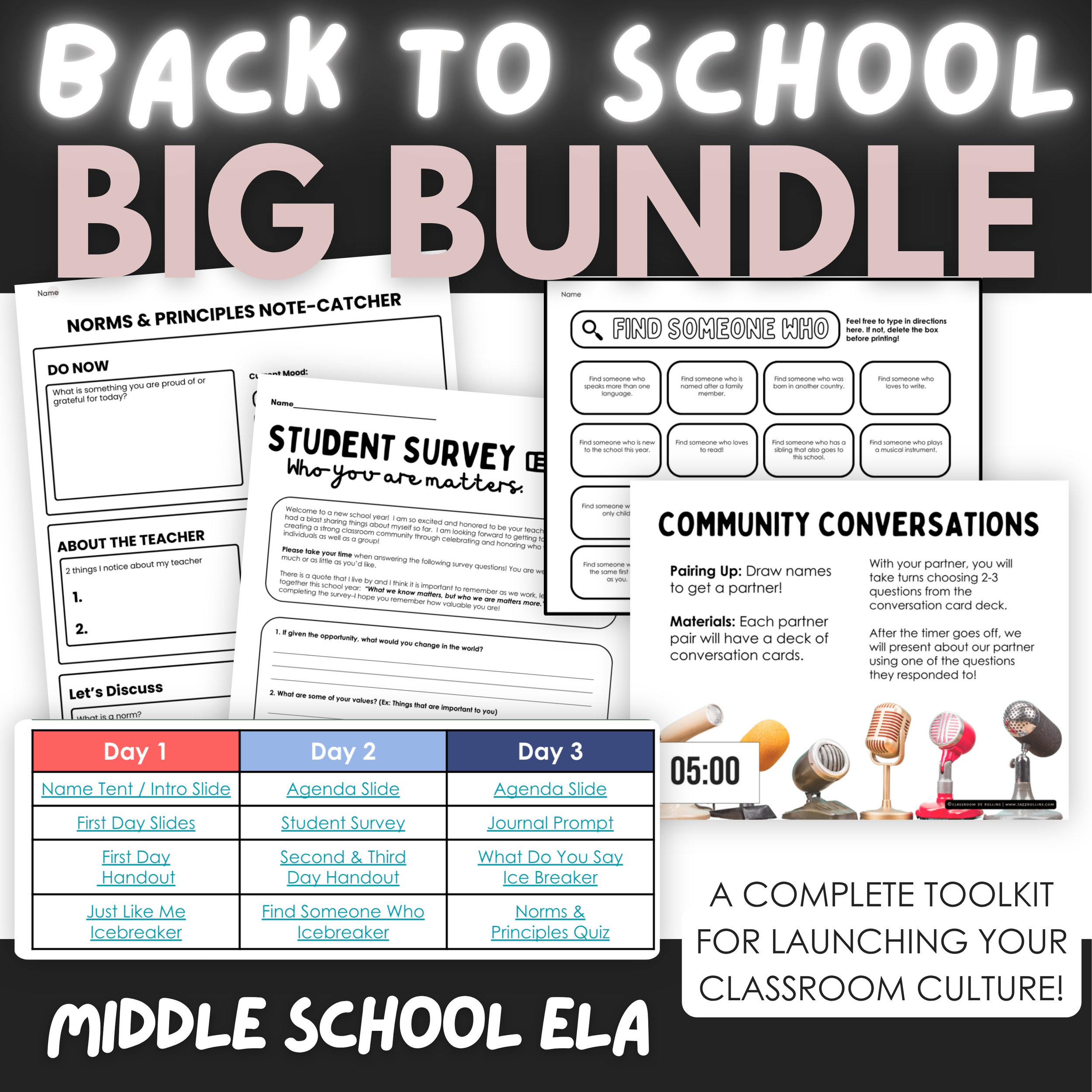 Middle School Back to School Bundle | Classroom Community & First Week Toolkit