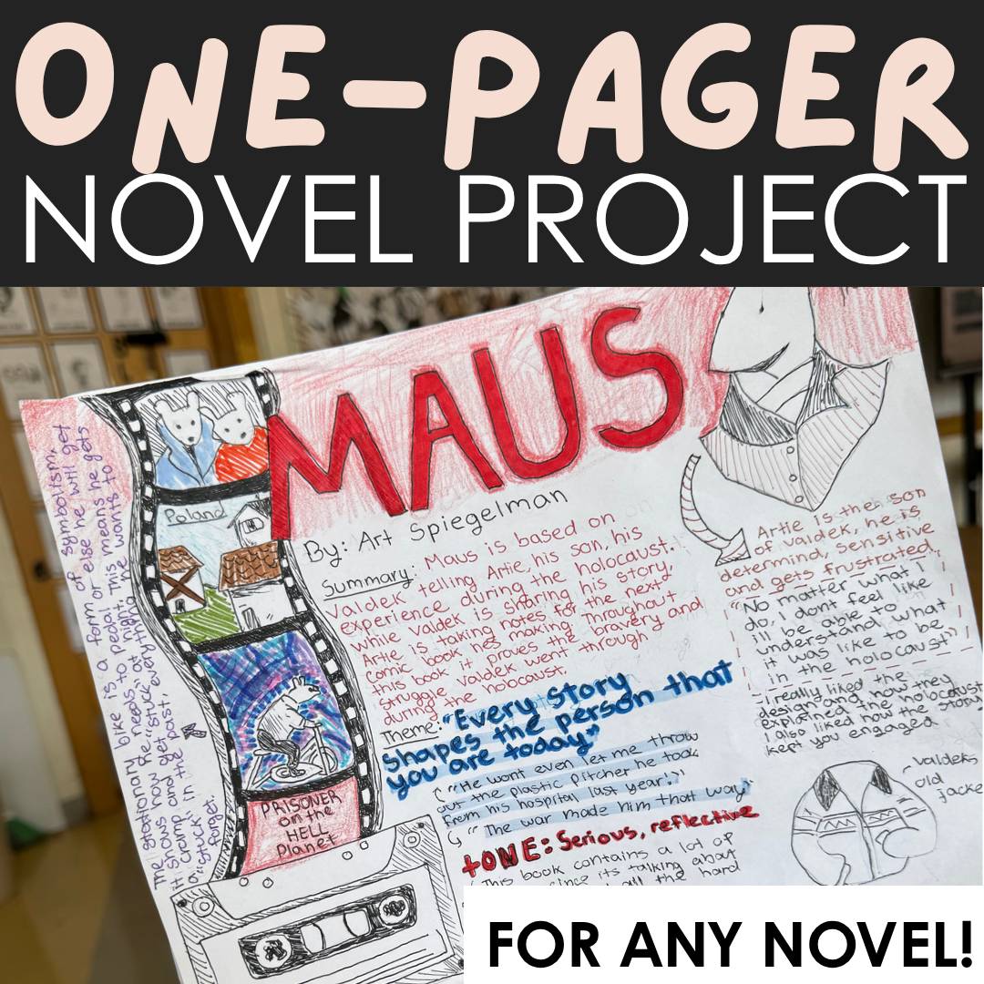 One-Pager Novel Project | Independent Reading Project | Middle & High School