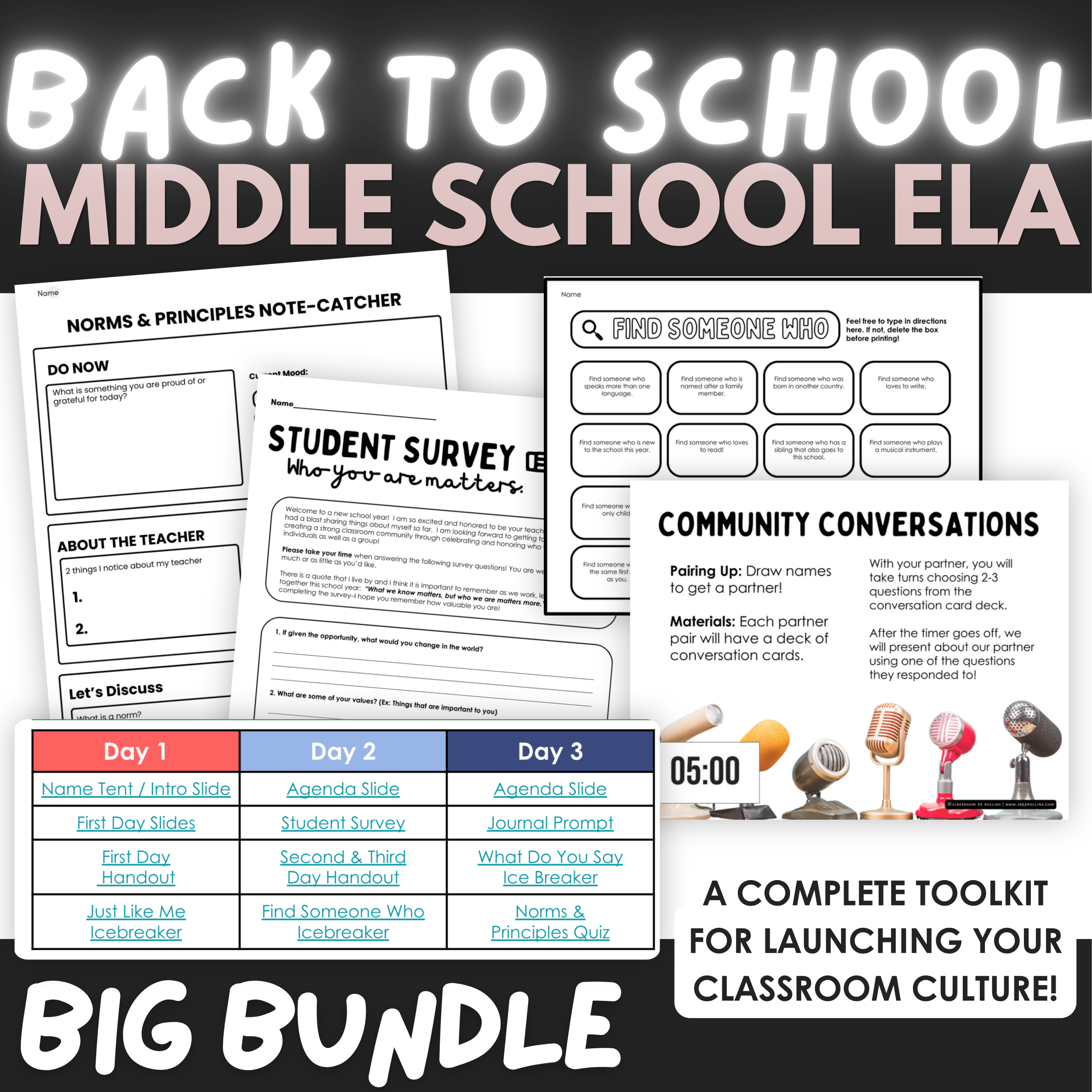Middle School Back to School Bundle | Classroom Community & First Week Toolkit