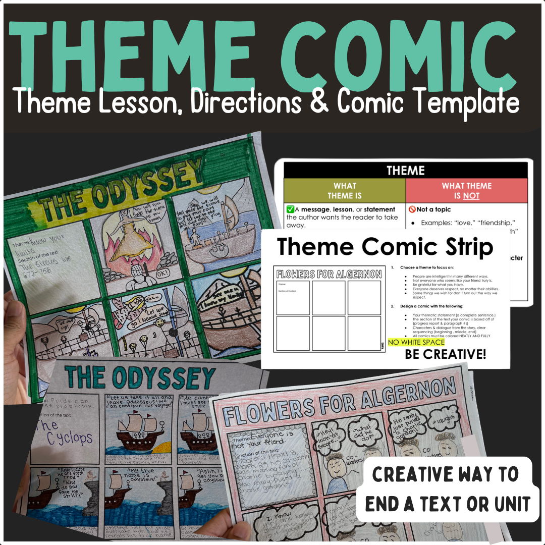 Theme Comic Strip Activity | Teaching Theme in Middle School ELA