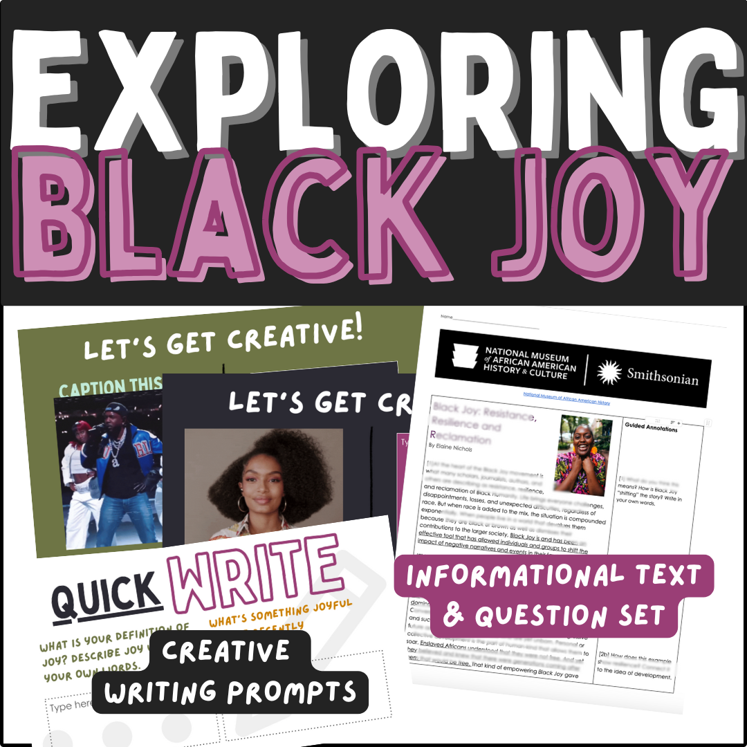 Black Joy in Action | Reading, Writing & Reflection Activities for Middle & High