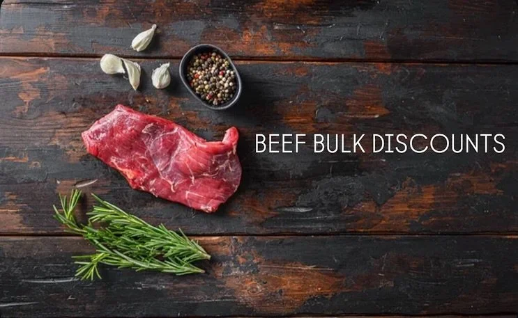 Buy beef in bulk!

If you buy 10 lbs or more of ground beef or patties,
the price is $8 per Ib (regularly $10/lb).

If you buy 10 lbs or more of osso bucco or short ribs, the price is $12 per Ib (regularly $16/lb).

On that note, we&rsquo;ll have fre