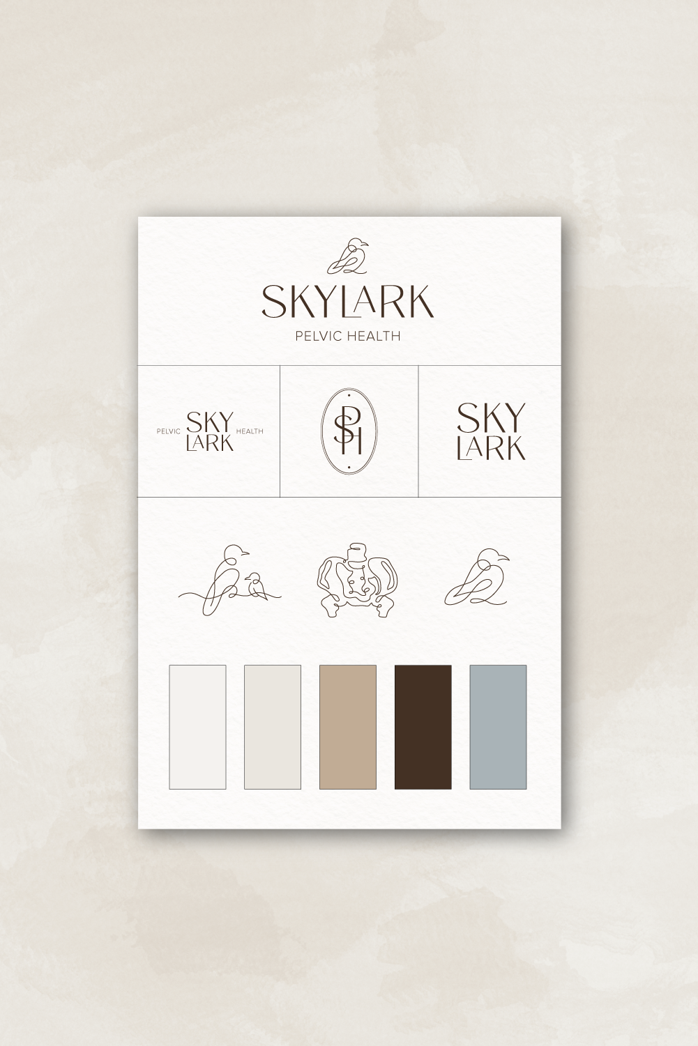 Brand design for a pelvic health therapist. Work completed through my role as a designer with Doula Design Co. for a client of the business.