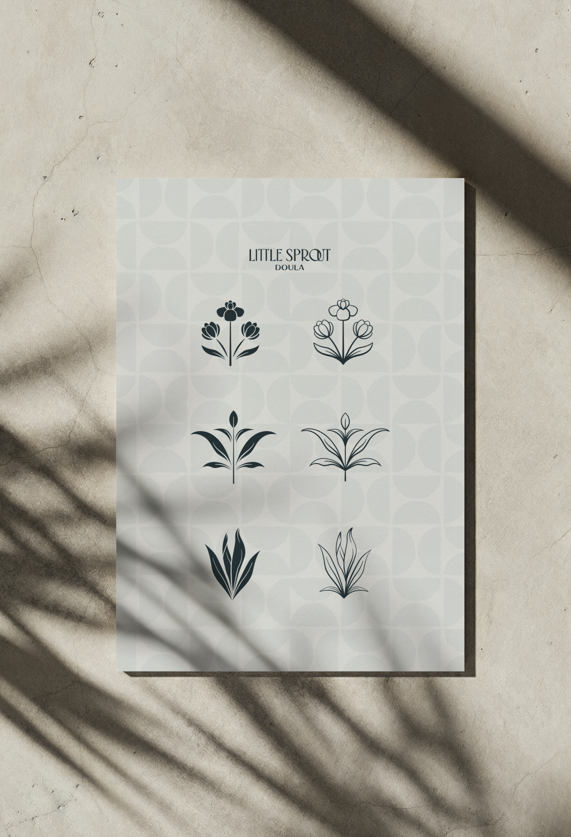 Icon set for Little Sprout Doula, a birth & postpartum doula business. Work completed through my role as a designer with Doula Design Co. for a client of the business.