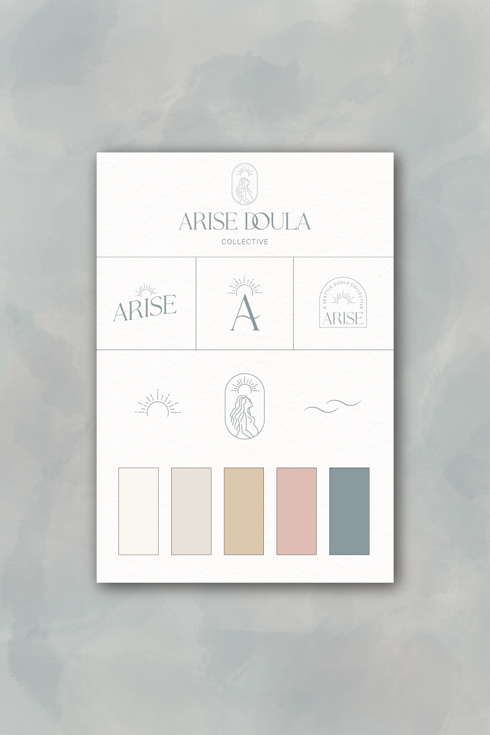 Brand design for a doula business in the Pacific Northwest. Work completed through my role as a designer with Doula Design Co. for a client of the business.