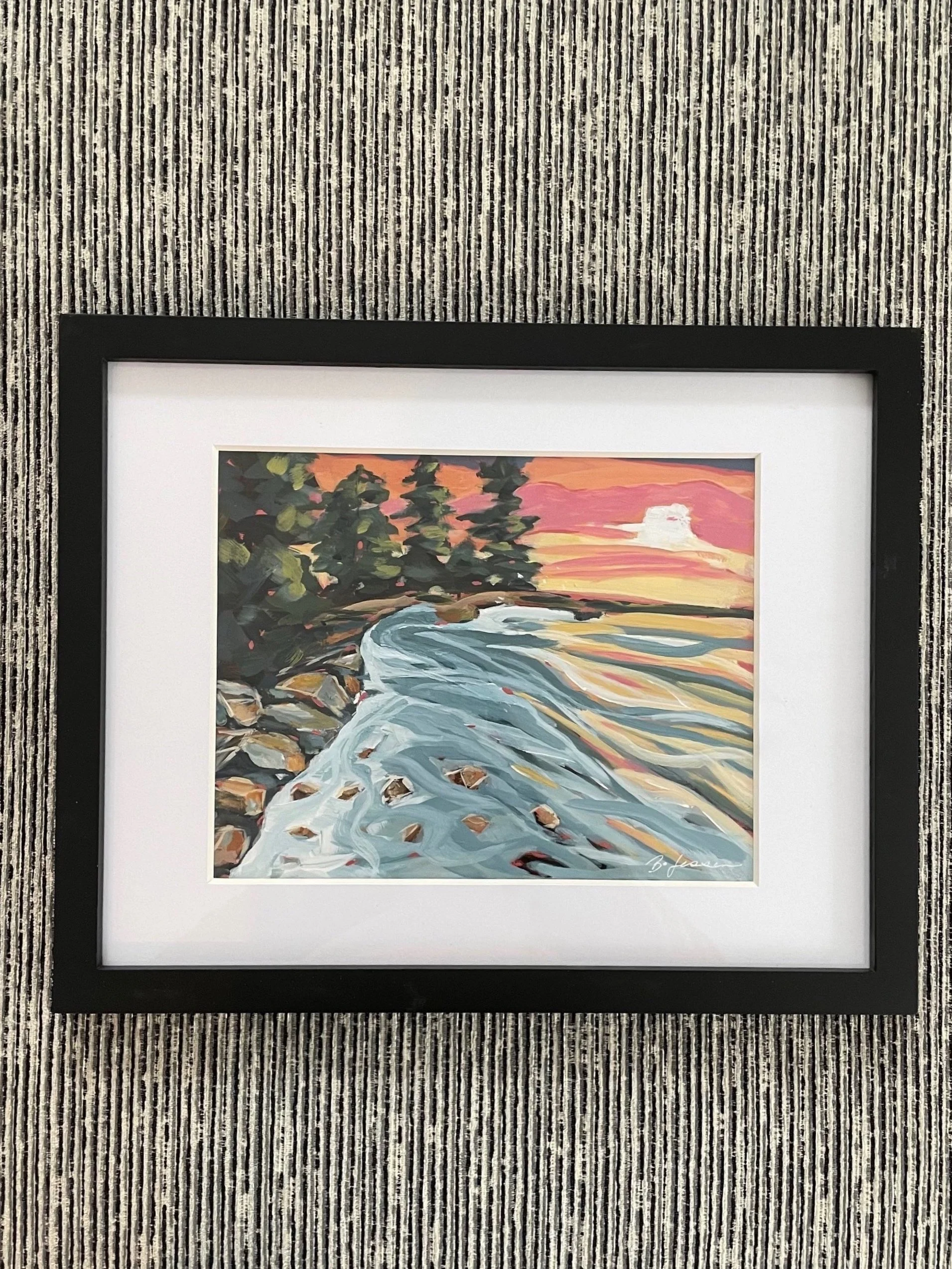 Shoreline//Framed 12"x15"//acrylic on paper -glass frame//$150