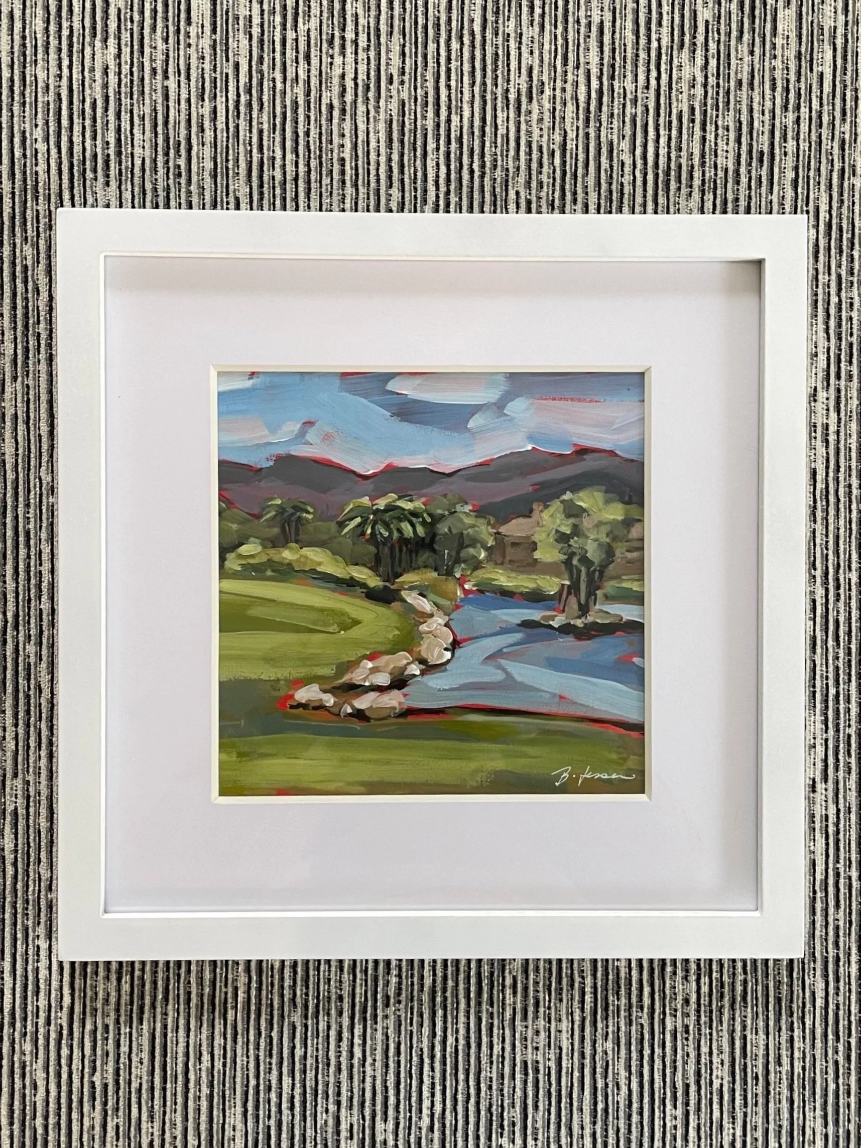 Shadow Ridge Course View//Framed 13"x13"//acrylic on paper-glass frame//$135