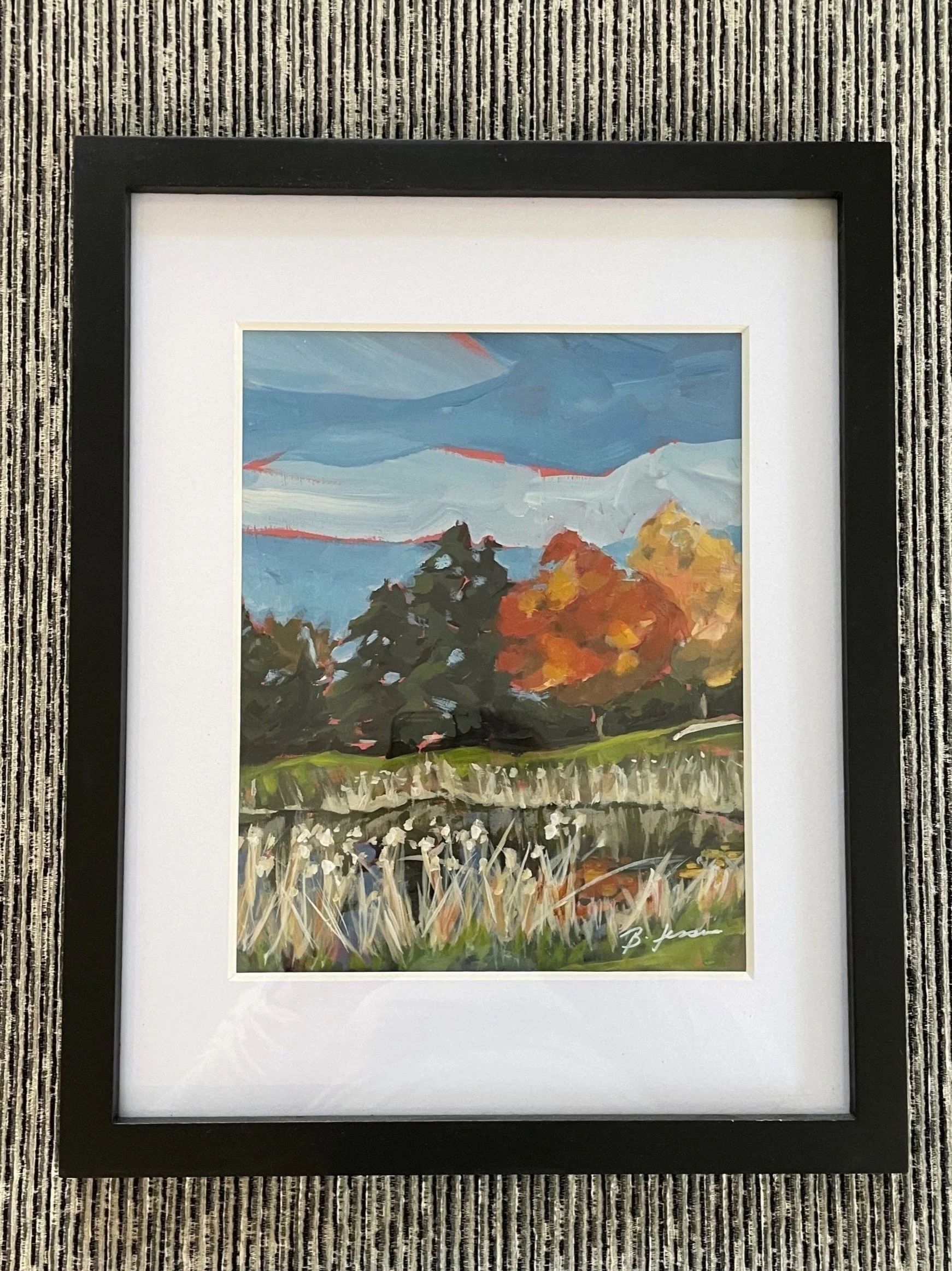 Hole 11 Pond//12"x15"//acrylic on paper-glass frame//$150