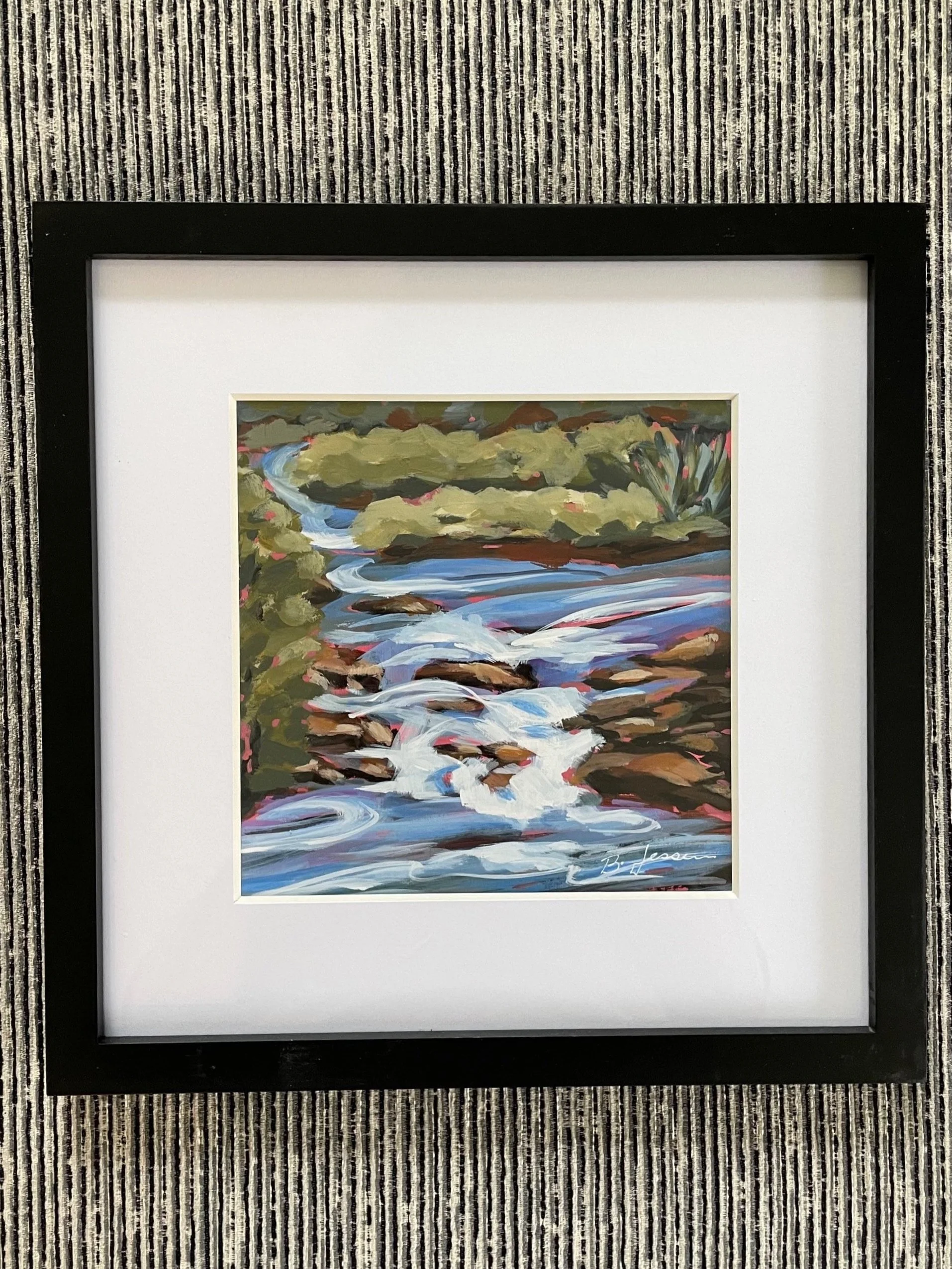 Streaming!!!!//13"x13"//acrylic on paper-glass framed //$135