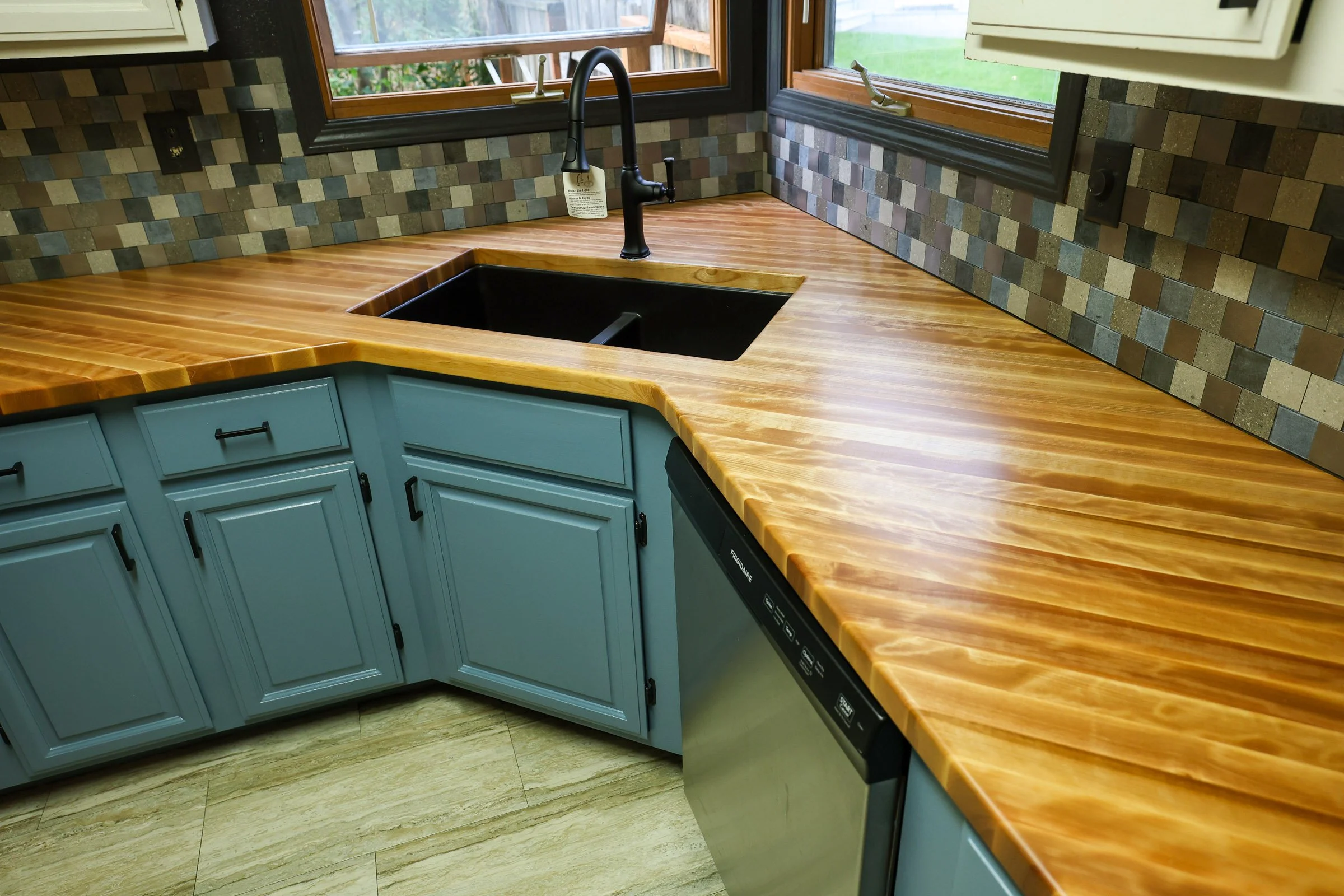 45 degree butcher block install countertops