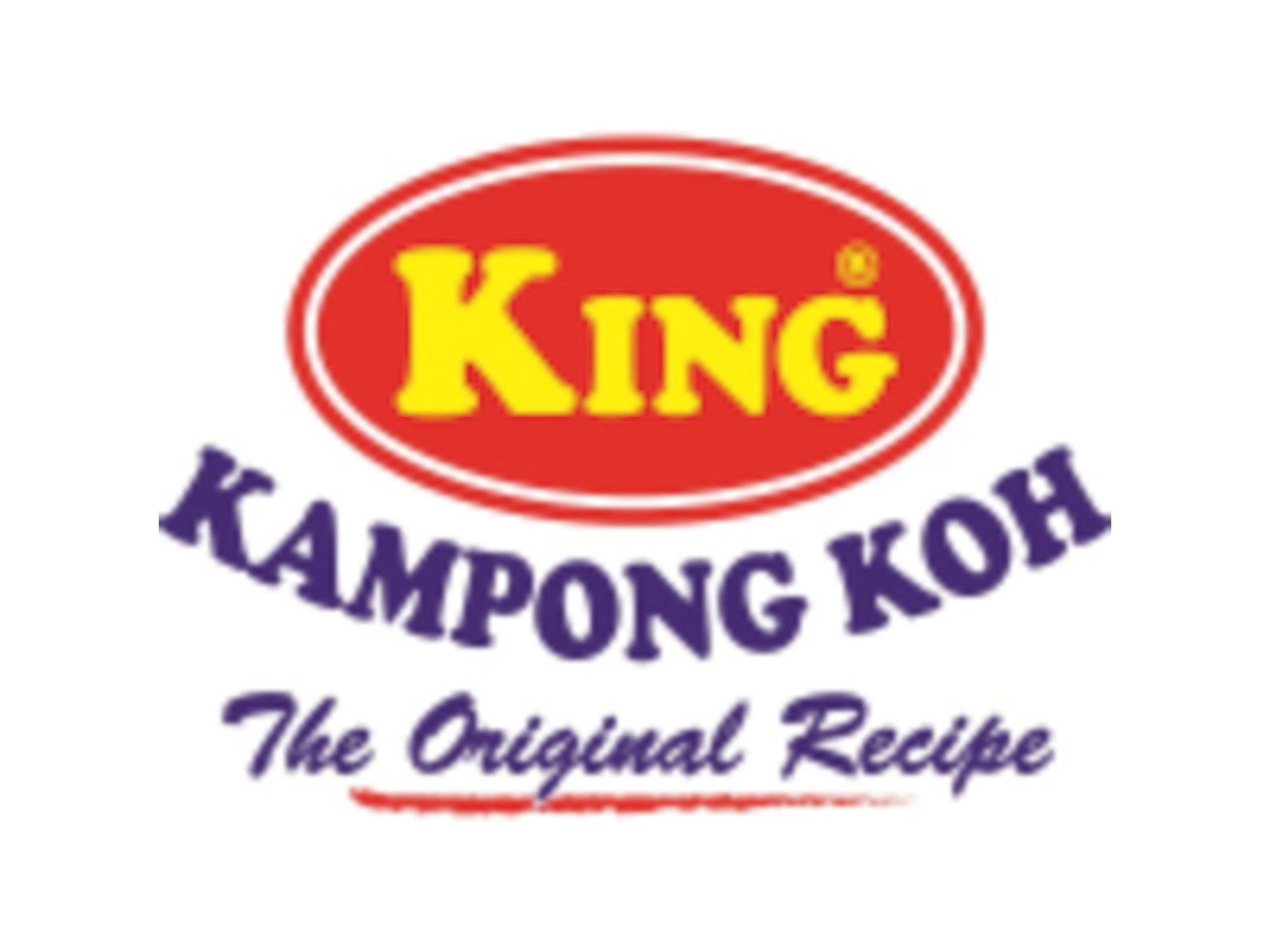 Logo with text "KING KAMPONG KOH The Original Recipe" on a red oval background.