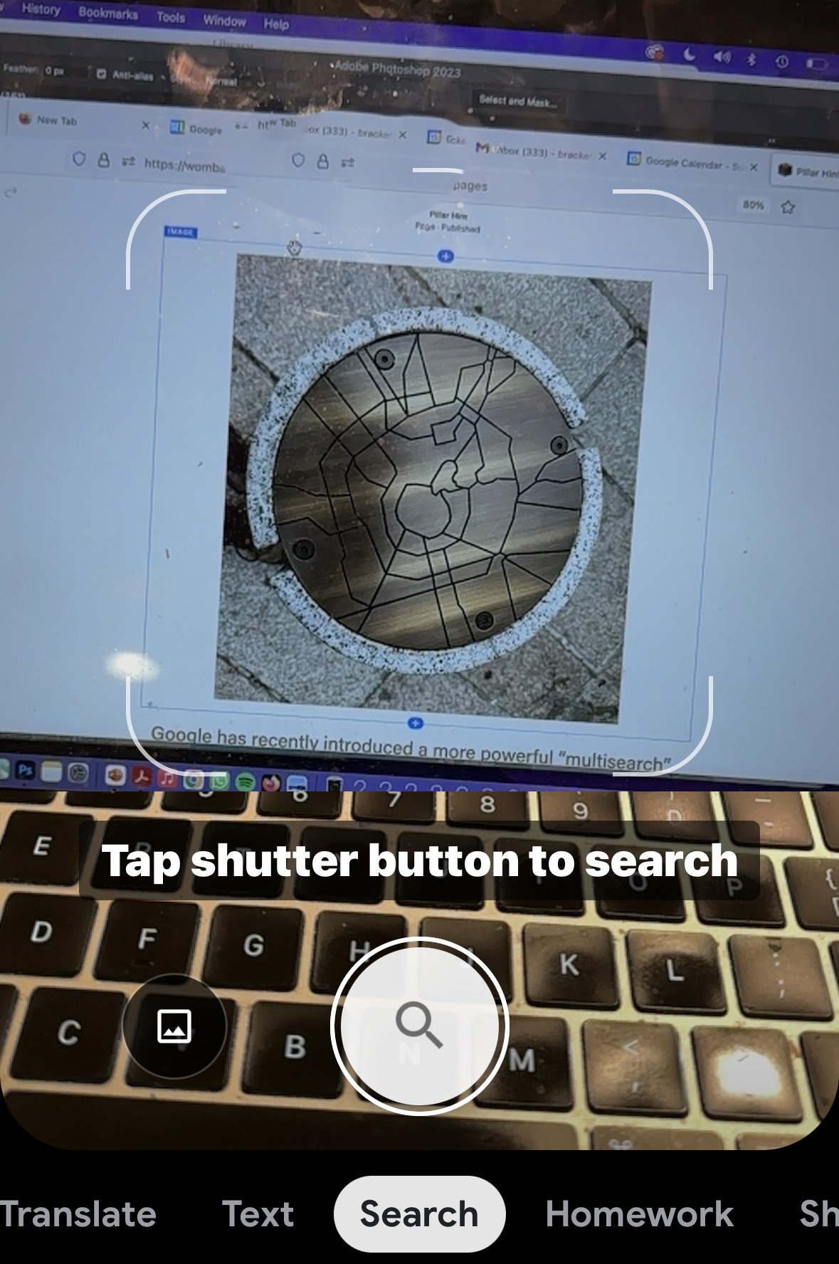 Then point the camera at something nearby or use a photo in your camera or even take a picture of something on your screen (as I did here).