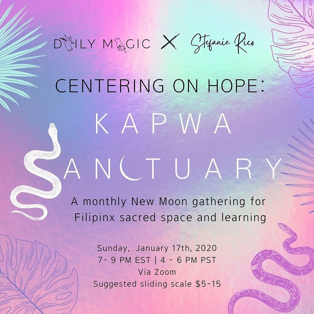 Needing community now more than ever 🙏🏽 Find the deep connection that comes from cultivating sacred space. Details below: 

#repost @dailymagicshop:

CENTERING ON HOPE. Join fellow filipino/a/x/ folx for our first Kapwa Sanctuary of 2021! Together 