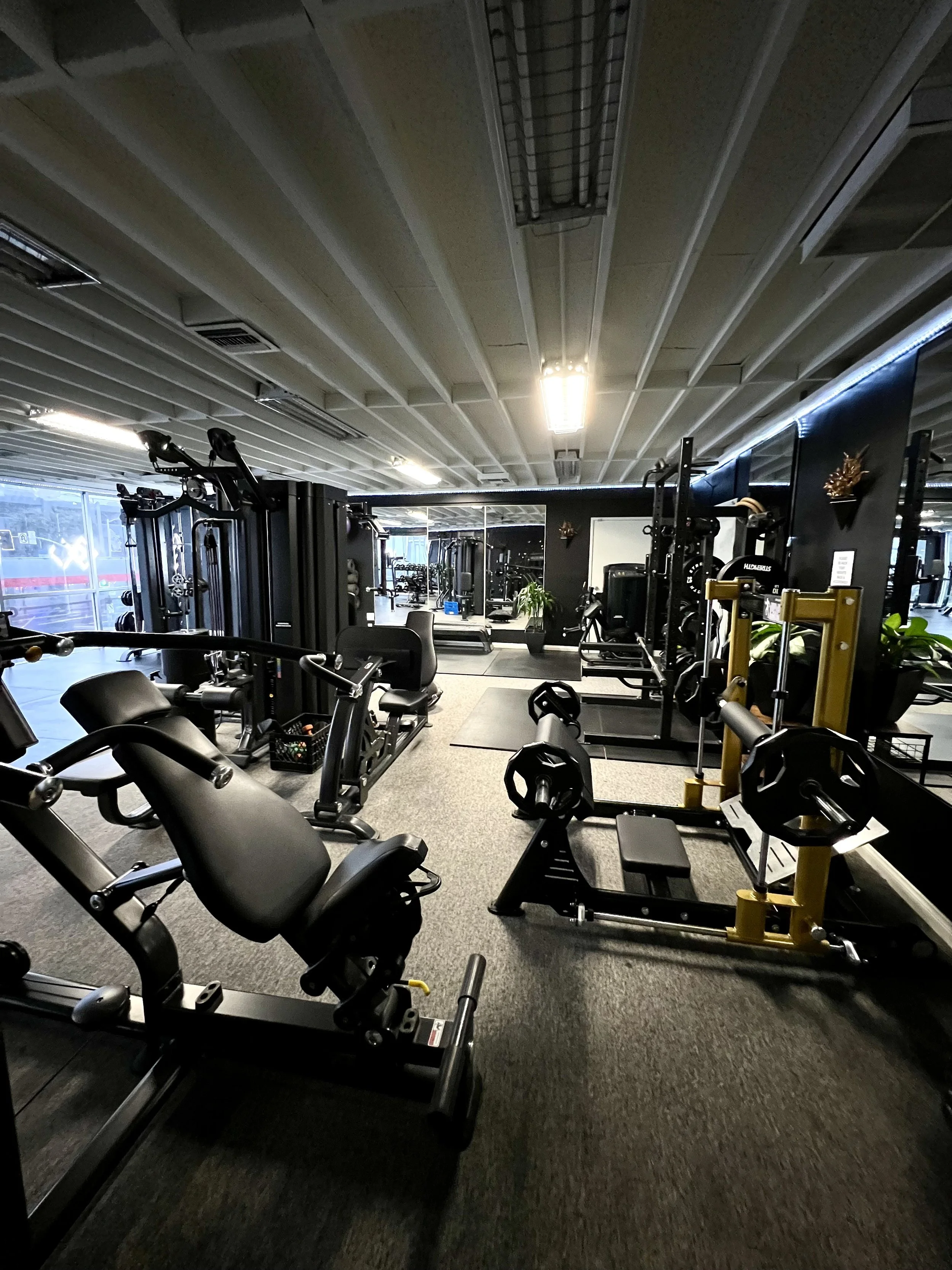 This strength training floor features advanced plate-loaded machines and resistance equipment designed for progressive strength development. FulHaus Club provides members with a premium training experience where personal training and structured stren