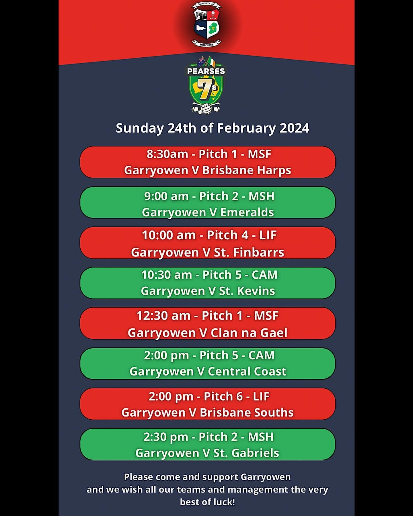 ✨ Pearses 7&rsquo;s Fixtures ✨

We want to wish the 56 Garryowen players chosen for the Pearses 7&rsquo;s the very best of luck, the high numbers to training and the highest quality coming through makes this a very difficult choice. We thank the mana