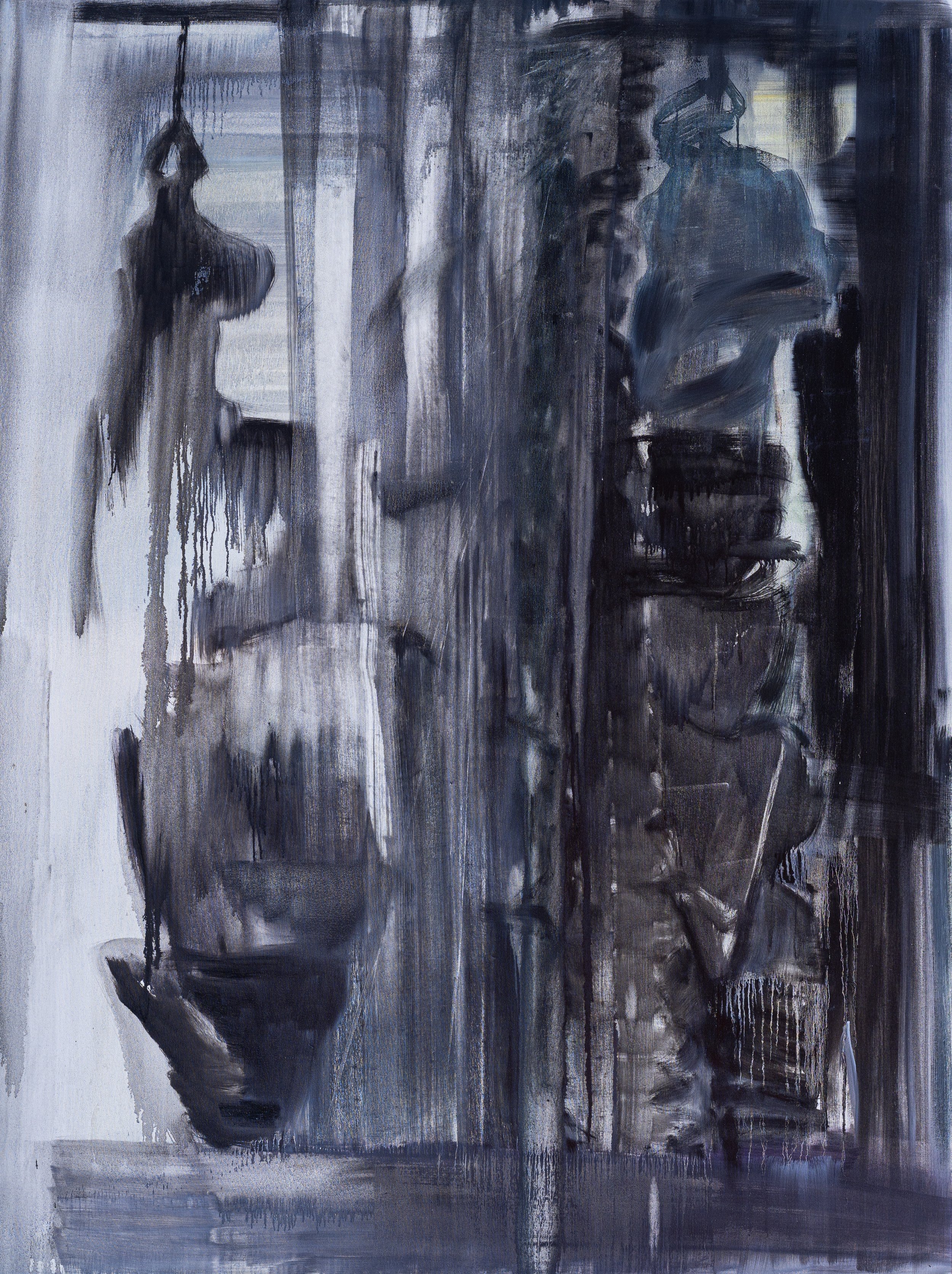 Rainy pots, oil on canvas, 200 cm x 150 cm, 2023, photo: blackthistleart