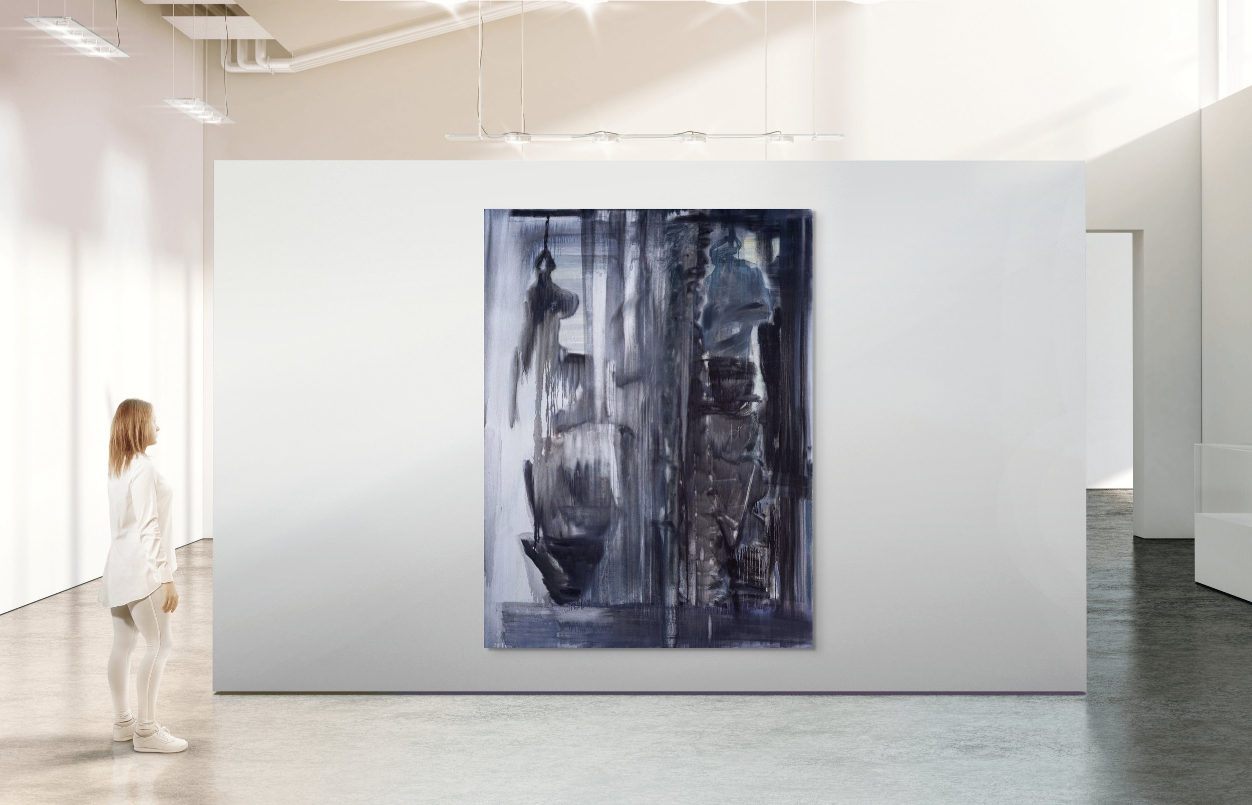 Rainy pots, oil on canvas, 200 cm x 150 cm, 2023, view