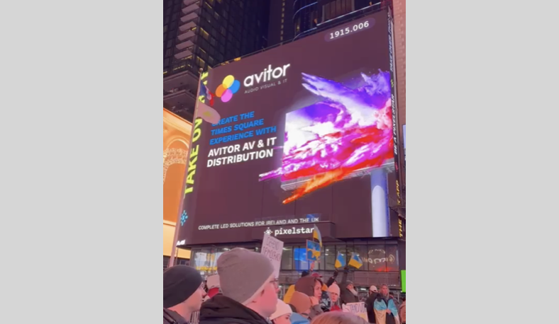 Avitor featured in Times Square, New York - the iconic home of LED, with one of the world’s largest displays.