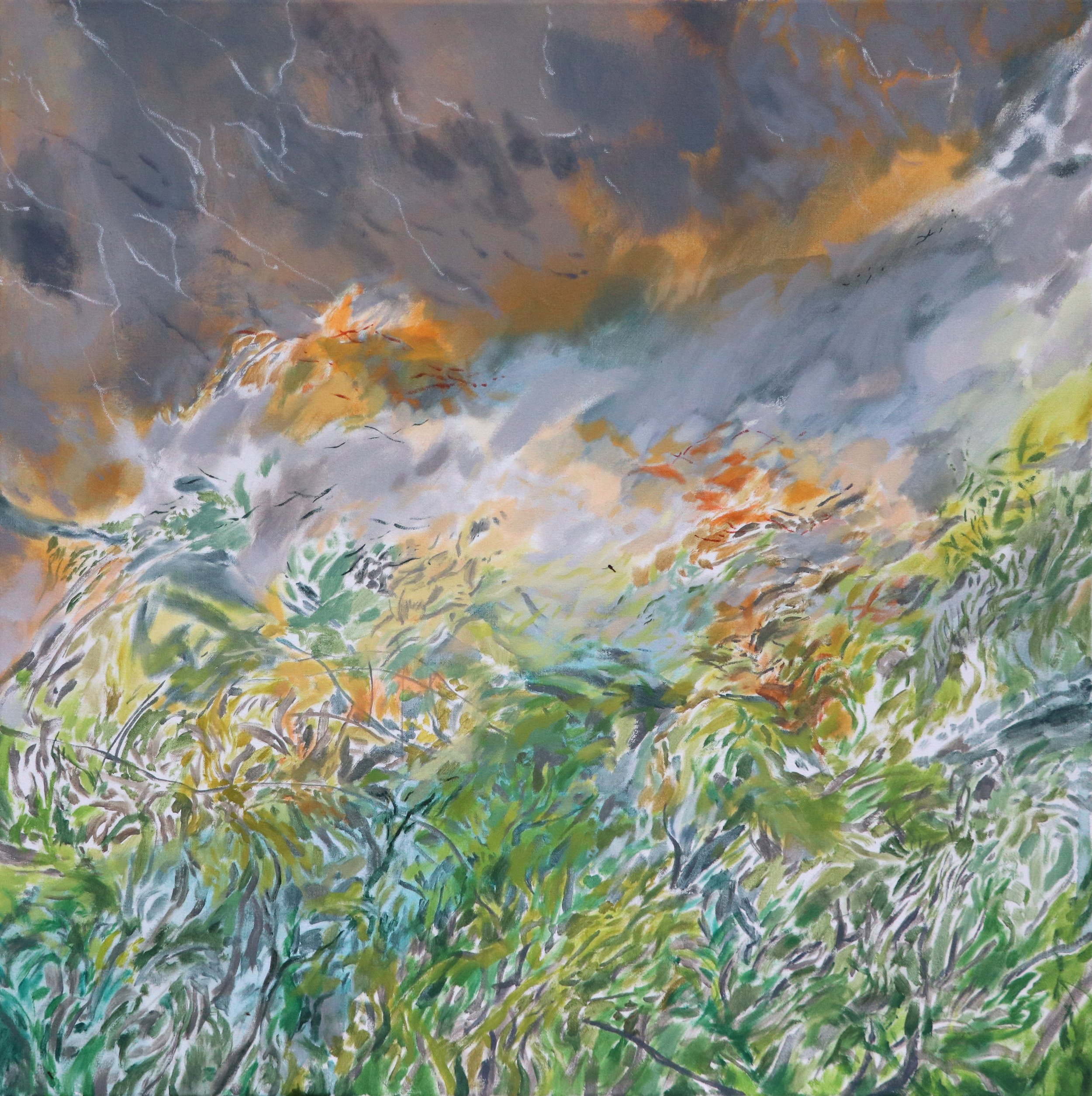   Spring Rain   Acrylic on canvas, 80 × 80 cm, 2025, £975    