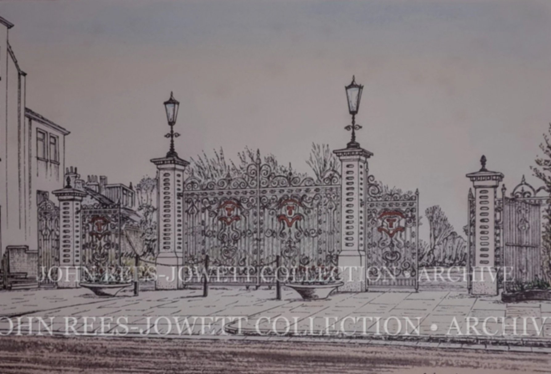 The work demonstrates an important aspect of Rees-Jowett's approach: his interest extended beyond monumental buildings and famous landmarks to the smaller pieces of designed heritage that contribute to the identity of a British town.

Then underneath
