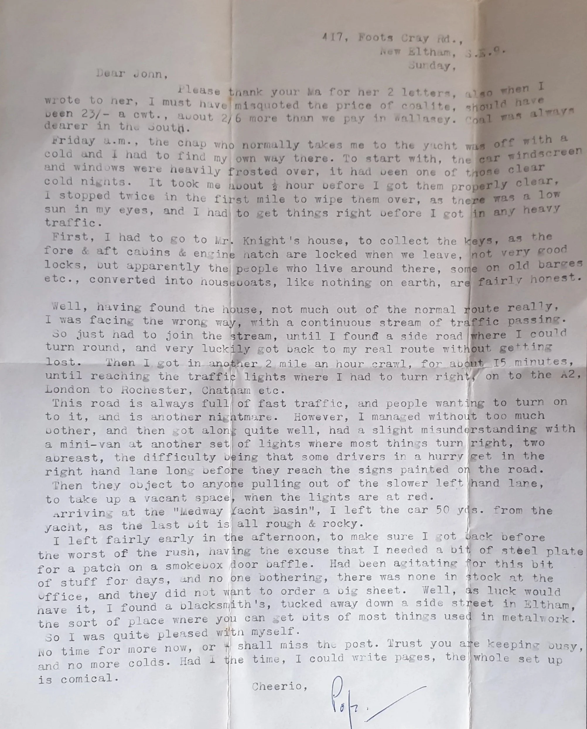 Separate letter from John Rees-Jowett’s father to John, written at a different time and preserved in the Rees-Jowett personal and family archive.