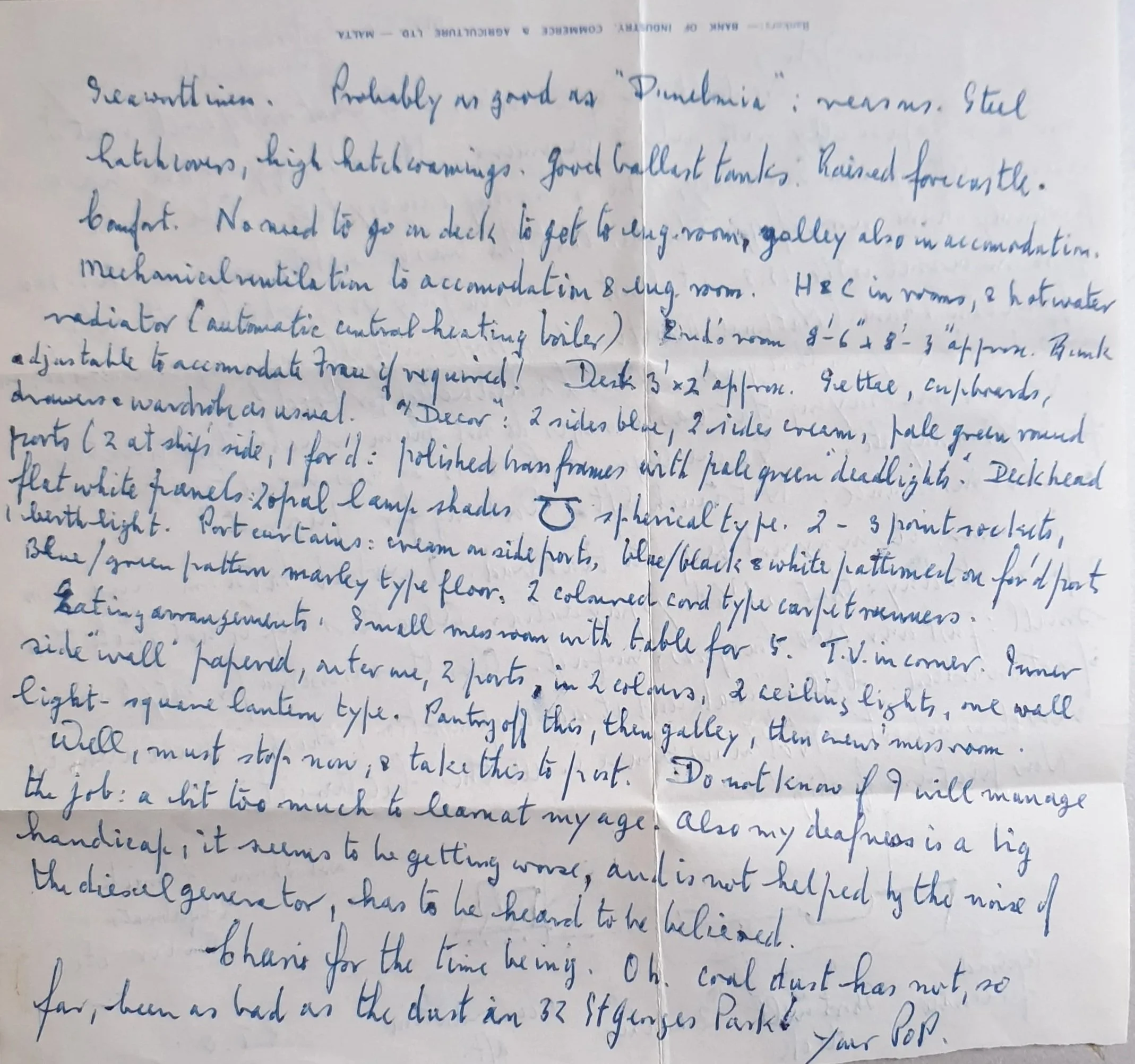First page of a handwritten letter from John Rees-Jowett’s father to John, preserved in the Rees-Jowett personal and family archive.