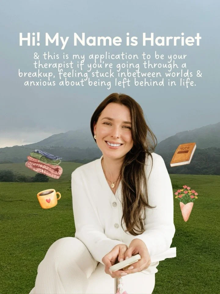 Hi I&rsquo;m Harriet &amp; this is my instagram shaped application to be your therapist 🛋️✨

I&rsquo;ve had my practice since 2021 and it&rsquo;s seen me through my 20&rsquo;s, moving abroad, a few mid life crises and then some, so it&rsquo;s always