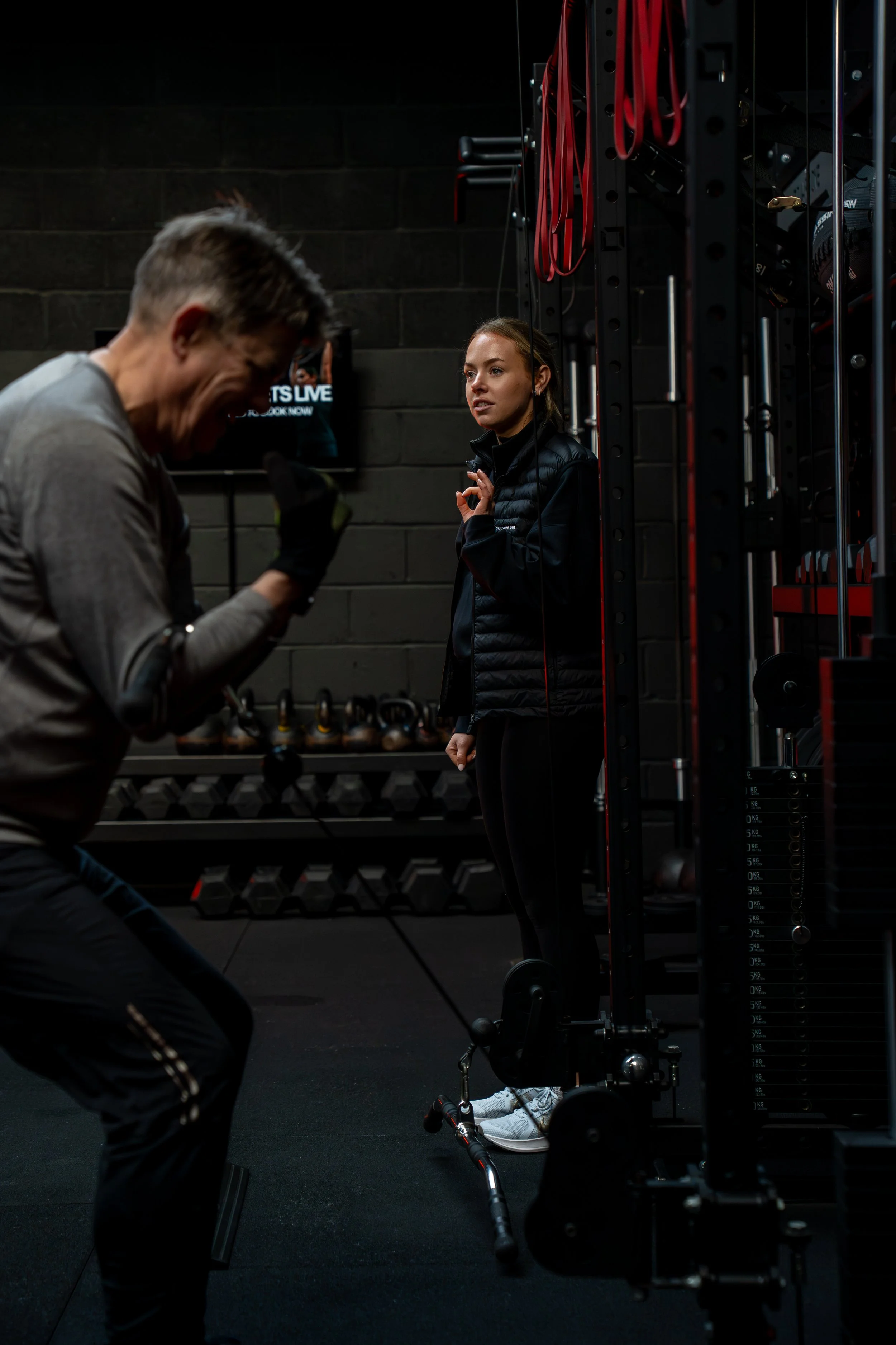 Coach Emma calmly coaching members at Square One in Wimborne Dorset.