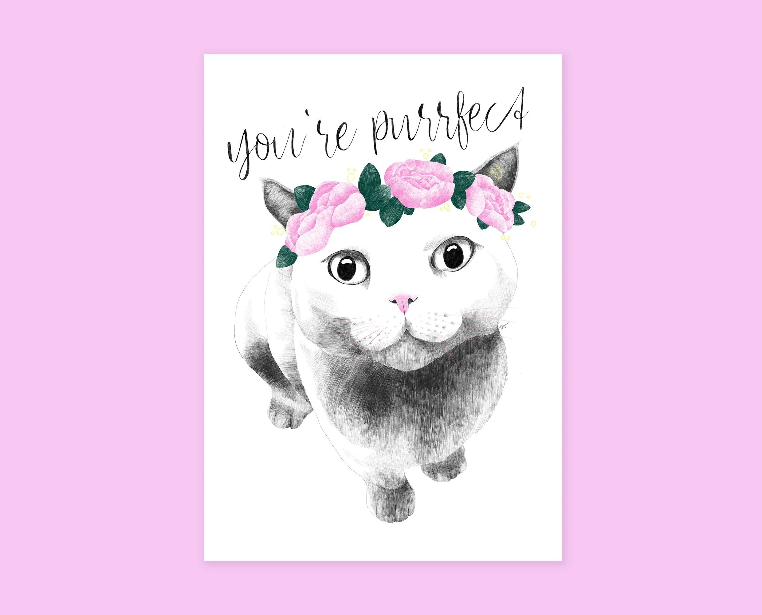 You're purrfect cat greeting card. Suprise someone you love with this cute cat greeting card.