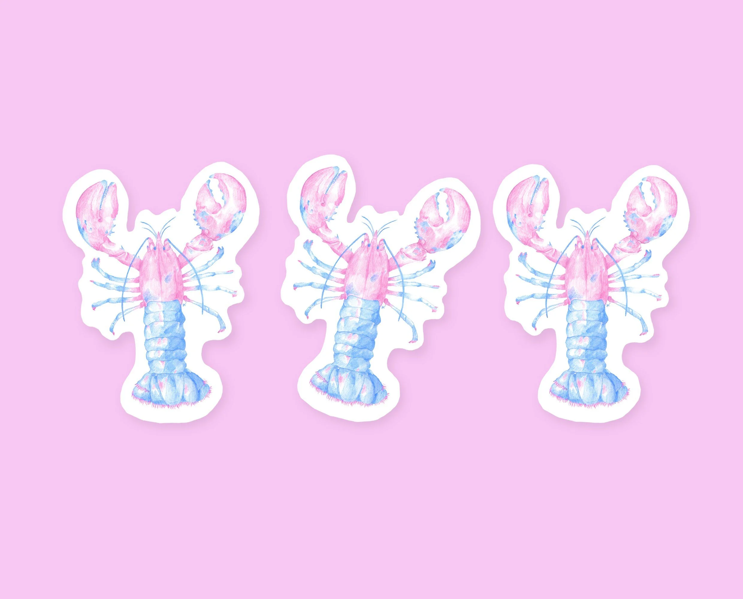 Lobster sticker pack, set of 3 stickers. Cute stickers for your planner, bullet journal or other shenanigans.