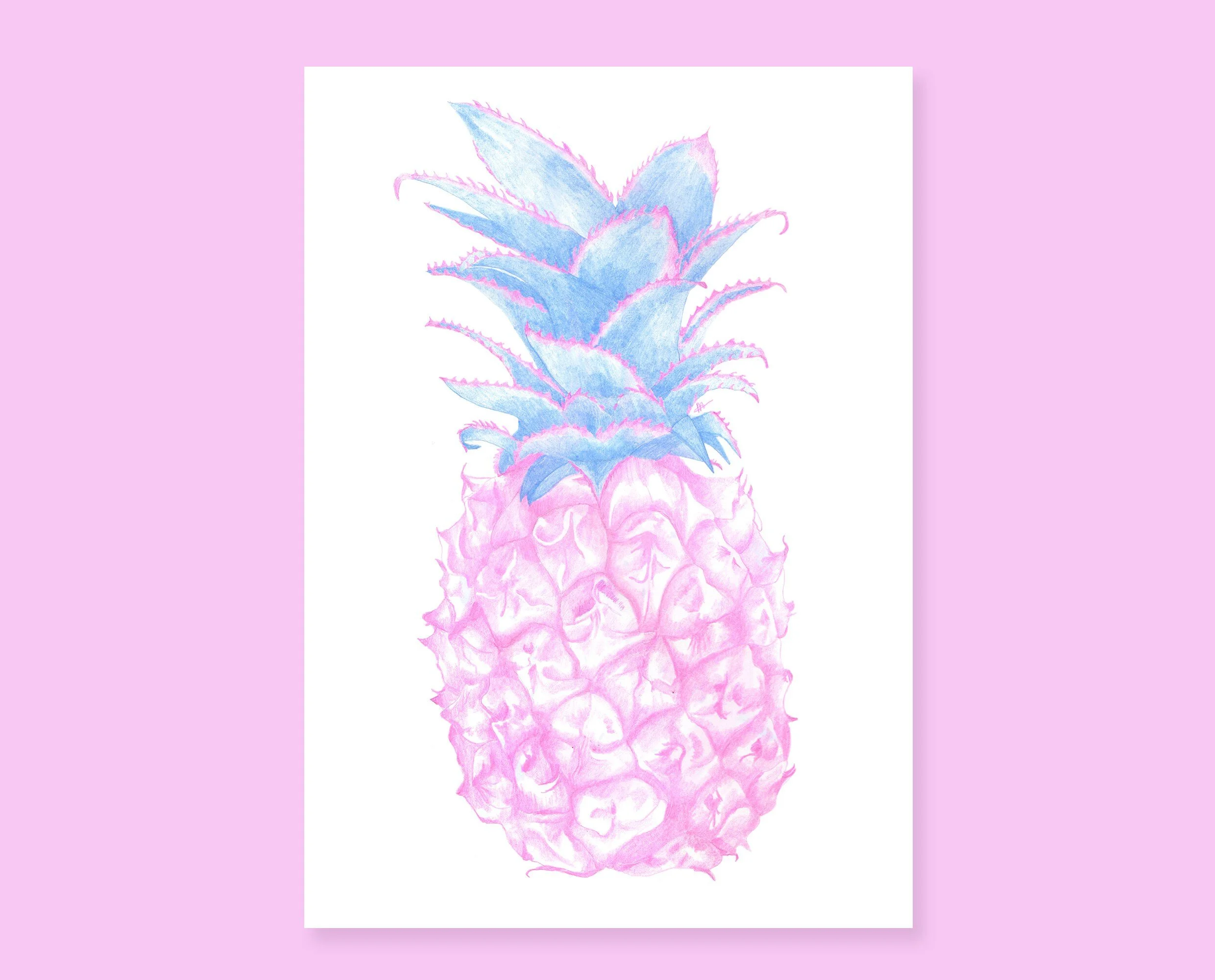 Art print of a pineapple. Cute pencil drawing art print of a pineapple, perfect for your gallery wall