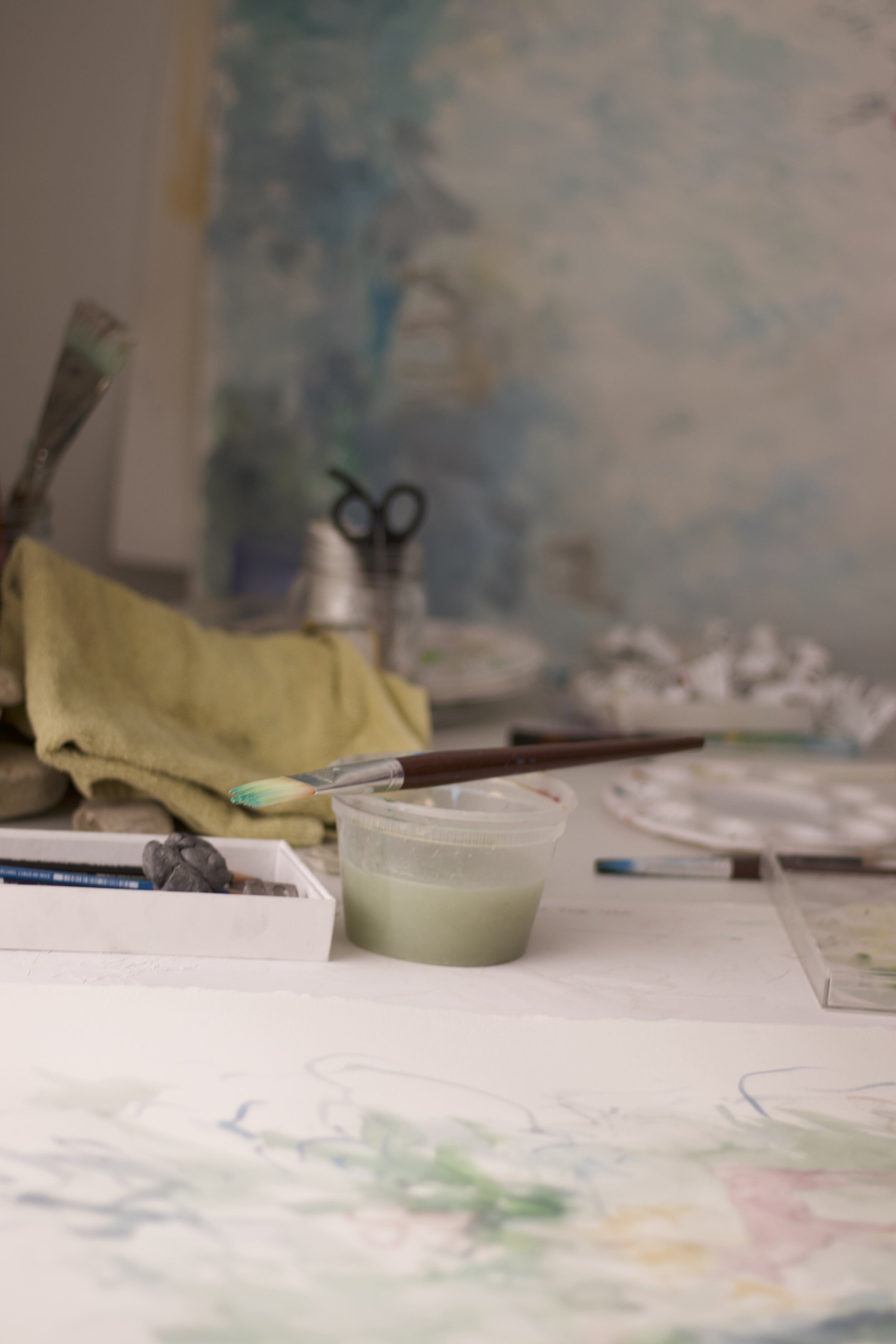 paintbrush on my studio table