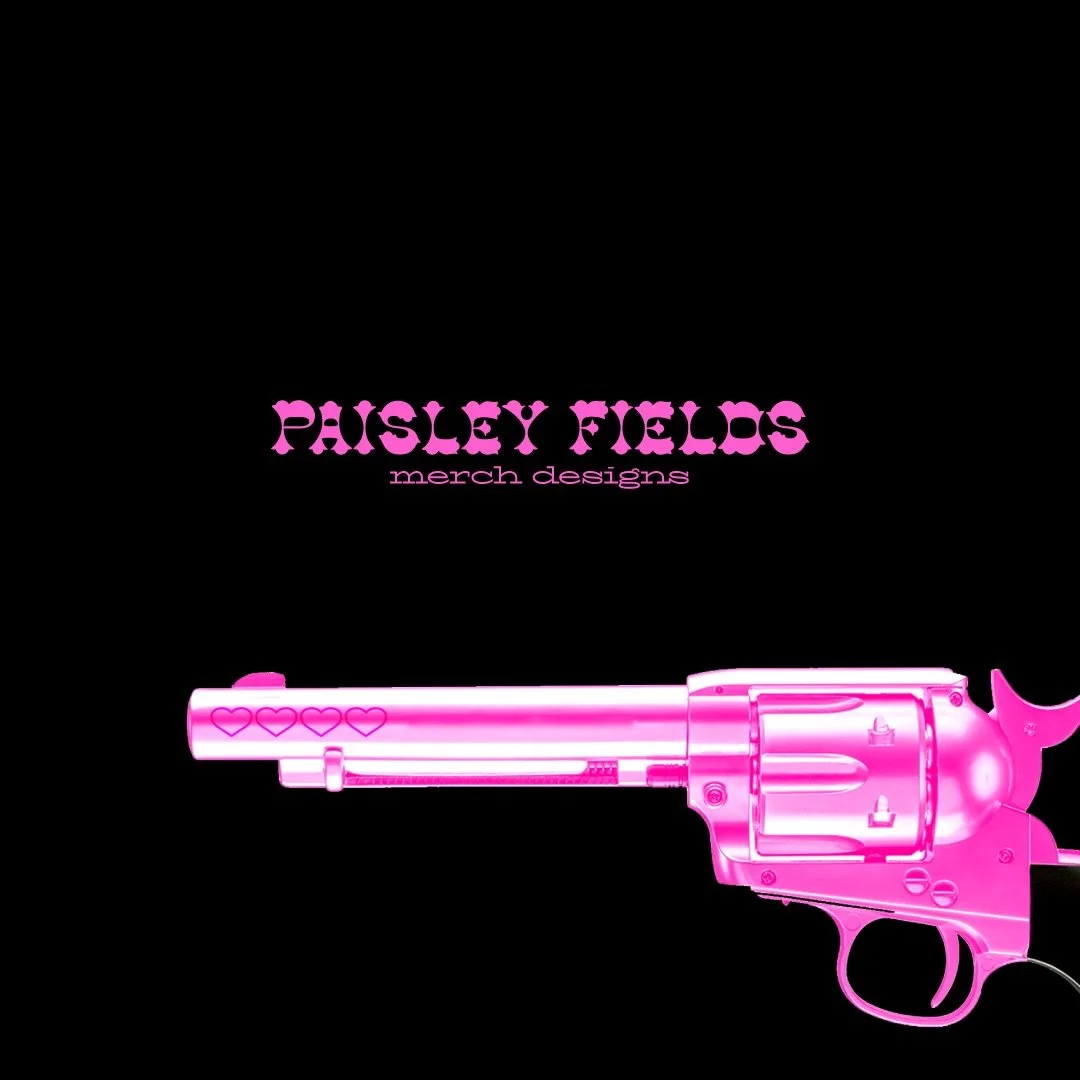 Merch, logo, and deliverable designs for the one and only, Paisley Fields.