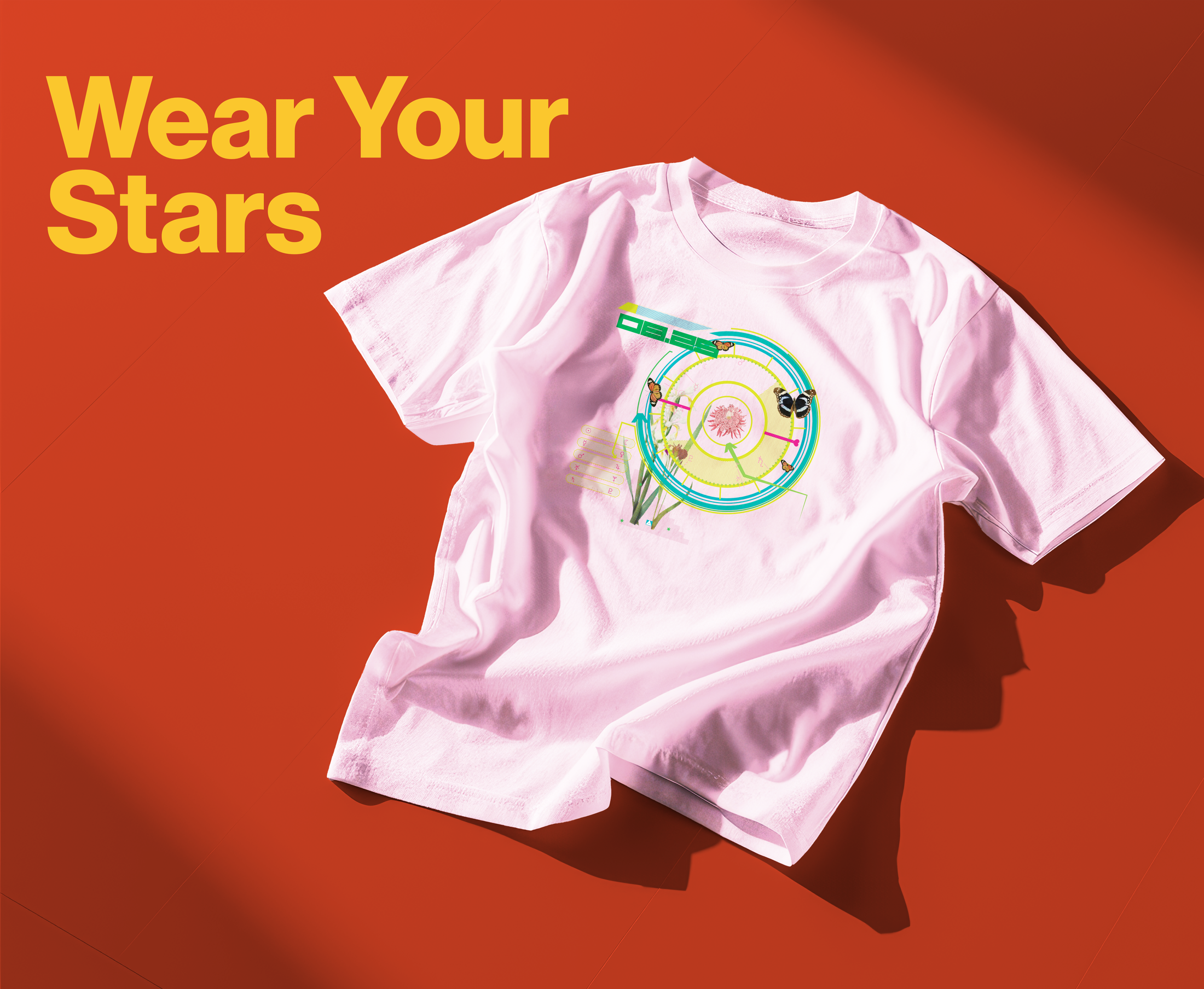 Astro Chart Merchandise against dark red background with Wild Poppy Art & Design branding