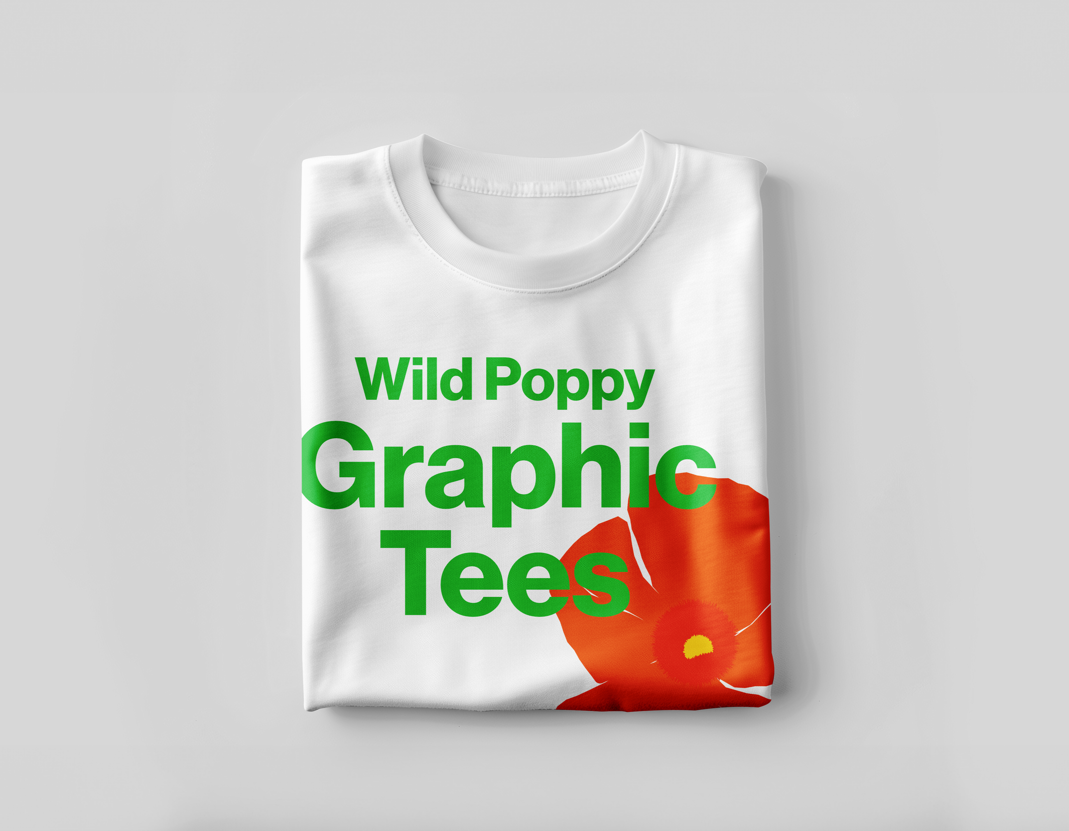 Graphic Tee with Wild Poppy branding on white background