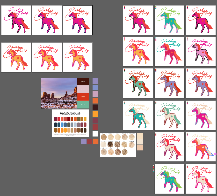 Primary logo designs for Paisley Fields. 