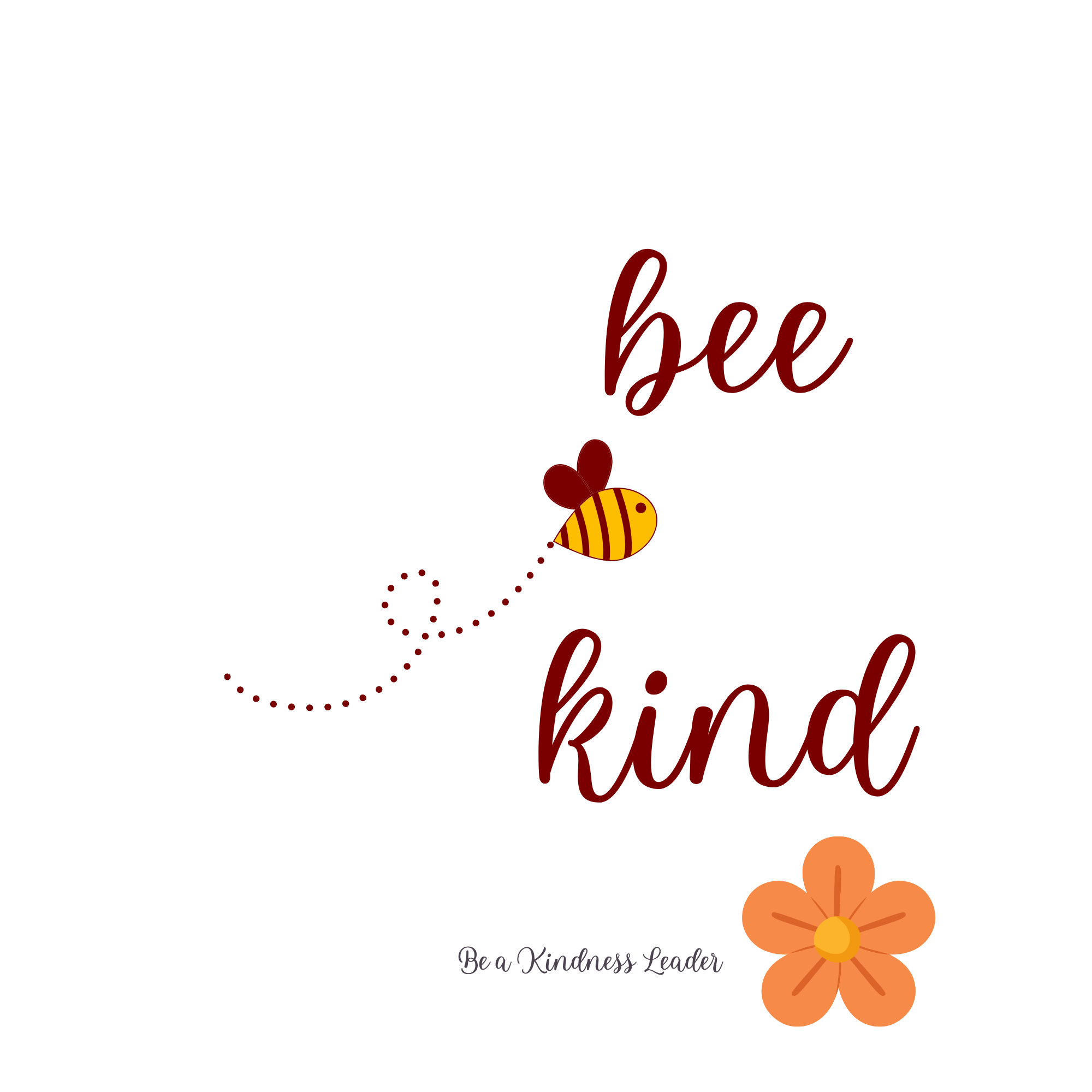 First Health Solutions theme of their summer camp:  'Bee' kind in script font, featuring a small bee illustration and a large orange flower at the bottom right corner.