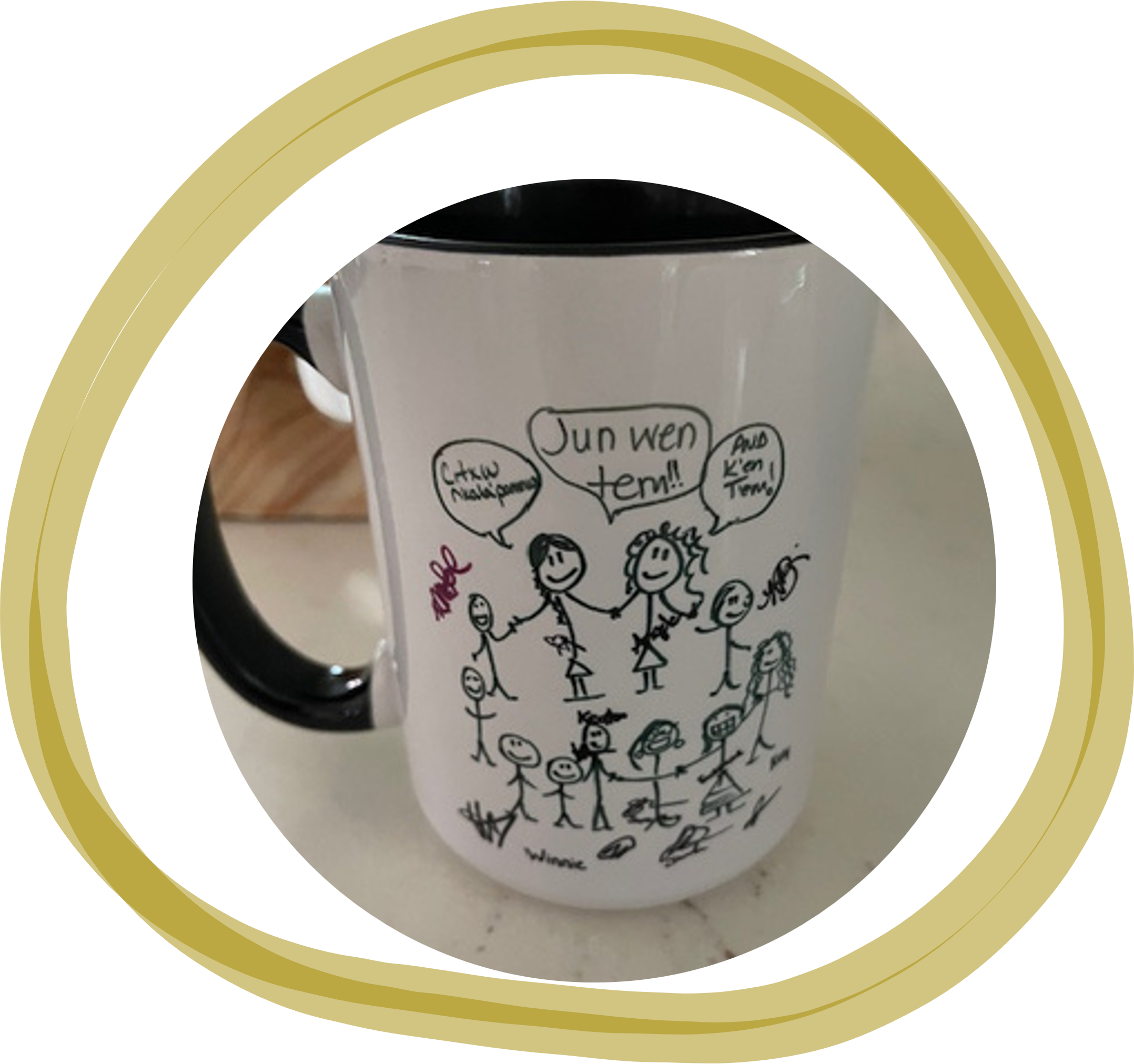 A customized mug from one of our Train-the-Trainer workshops, given to us by one of the participants illustrating the power of circles