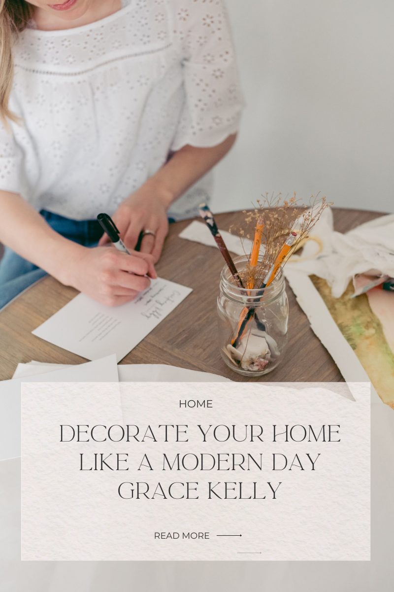 Decorate your home like a modern day grace Kelly by courtney kibby designs, artist and live wedding painter in Tulsa,oklahoma