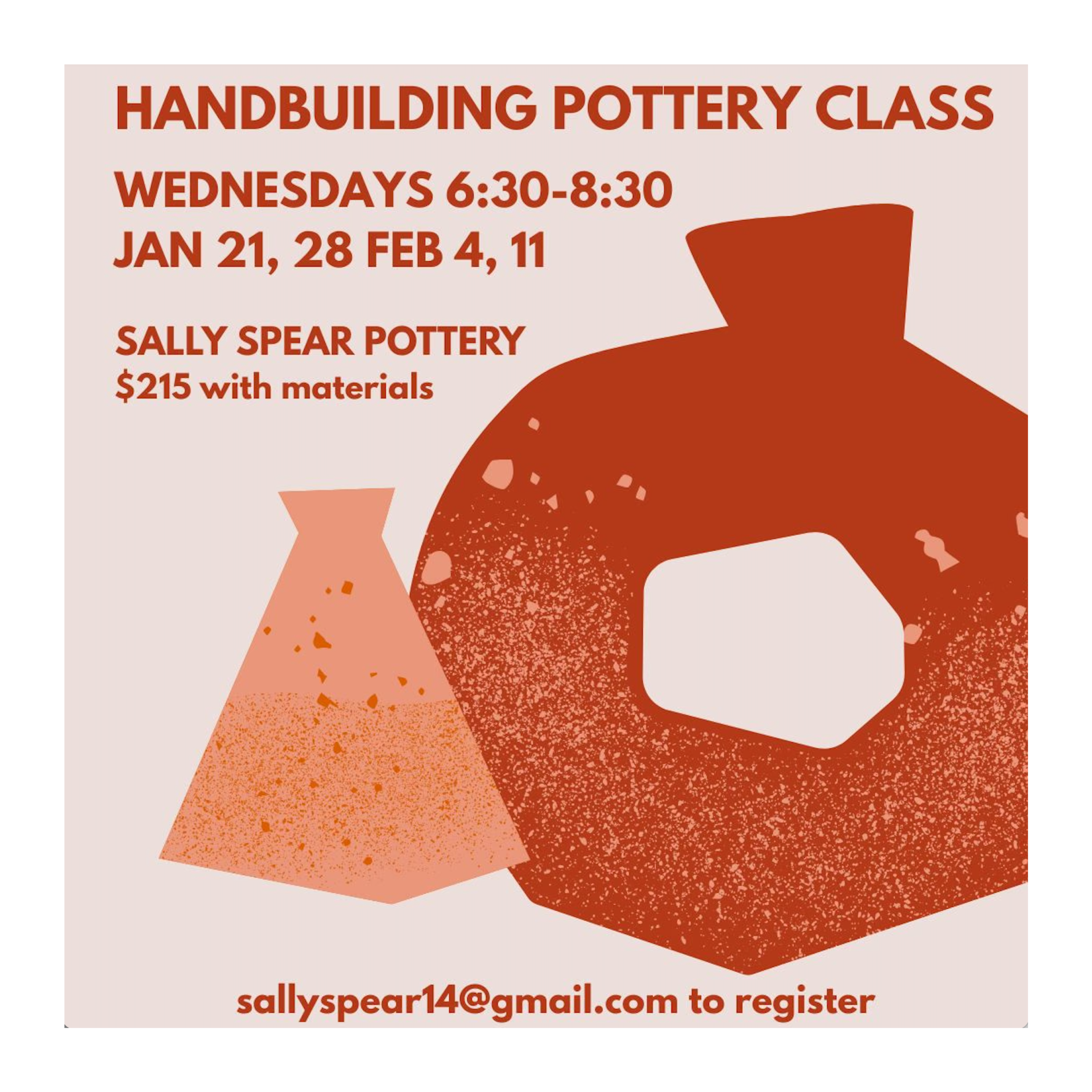4 week Hand Building POTTERY CLASS