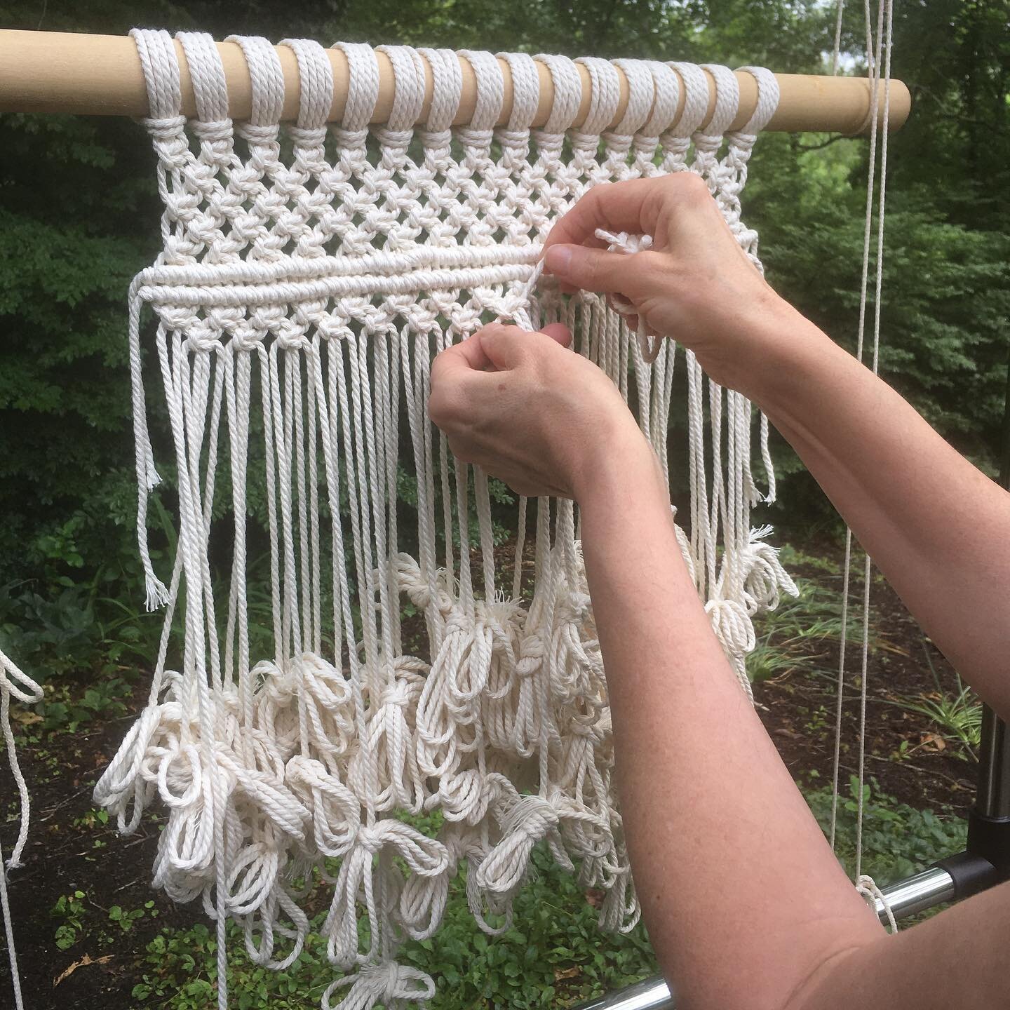 Rediscovering an ancient craft&hellip;hahaha, I mean it IS ancient, but also, unearthing my past--I haven&rsquo;t done this since highschool. 
I am so into macram&eacute; lately, I just love it. I love having a piece going&mdash;it&rsquo;s there and 