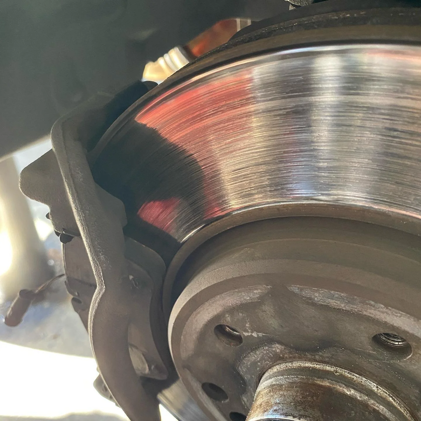 If your brakes are making noise, it’s time to get them checked. Even if your warning light isn’t on. These rotors were well below minimum specs. #brakecheck #rotors #mercedesbenz