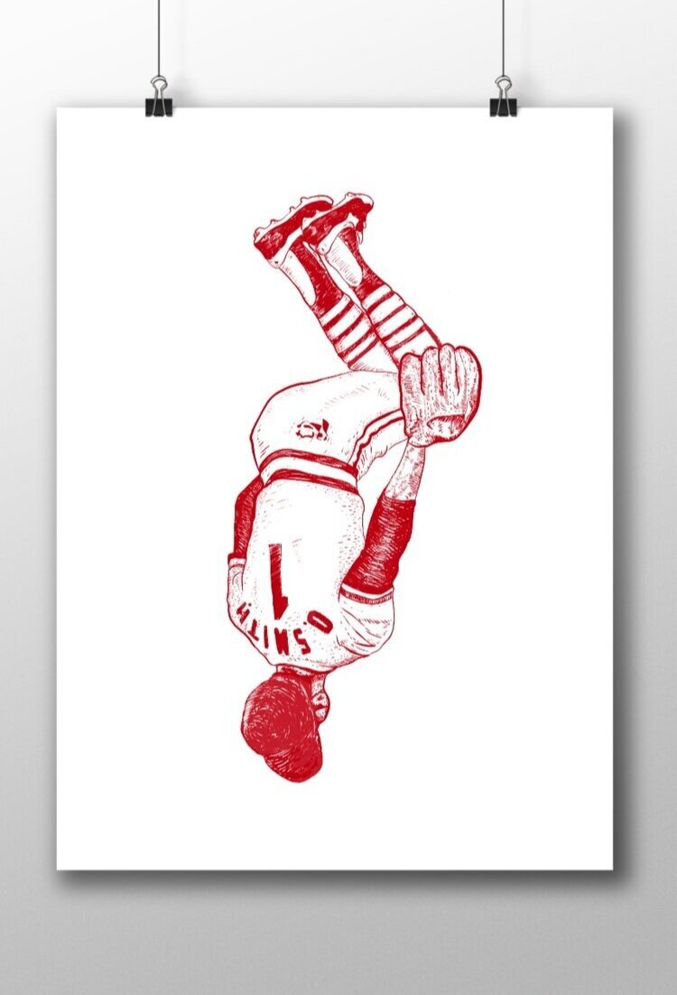 Limited Edition Ozzie Smith Backflip Illustration Screen Printed Shirt For  Sale — The Art of James Osterberg