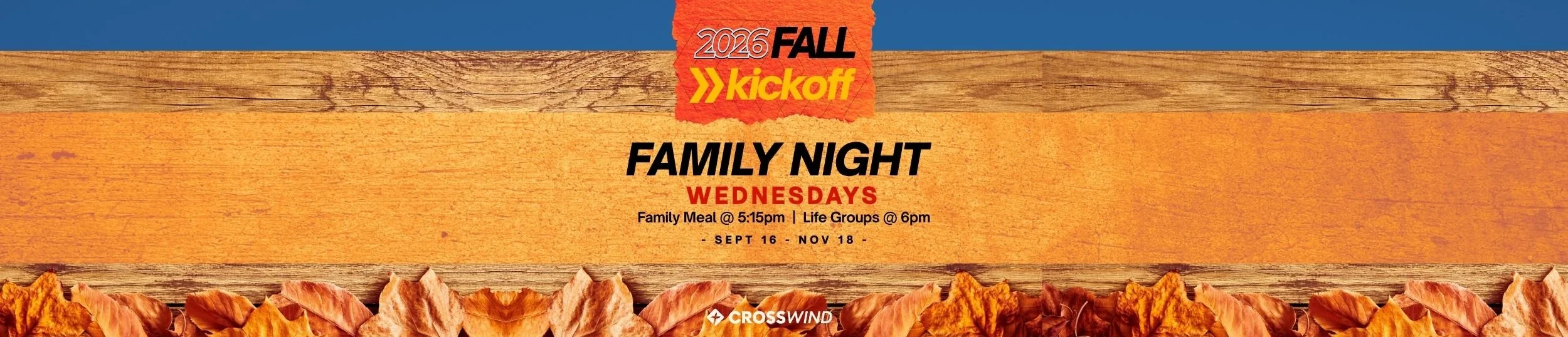 Family Night - Wednesdays @ 5:15pm Meal & 6pm Life Groups