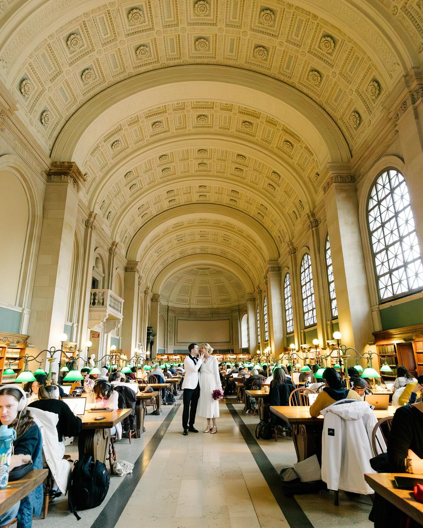 Capturing moments in the timeless halls of the Boston Public Library&mdash;where every step tells a story. Congratulations to the newlyweds who started their forever in a place as enduring as their love.