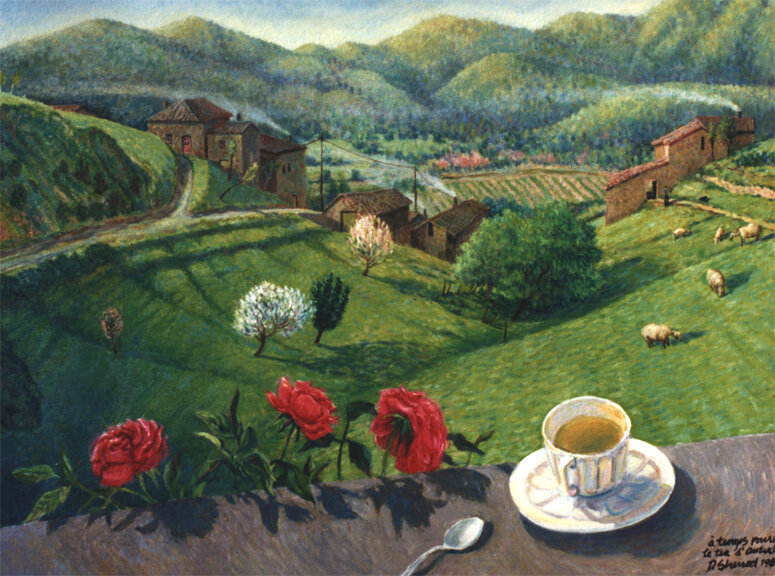 Tea Time in Autuche France / Oil Painting
